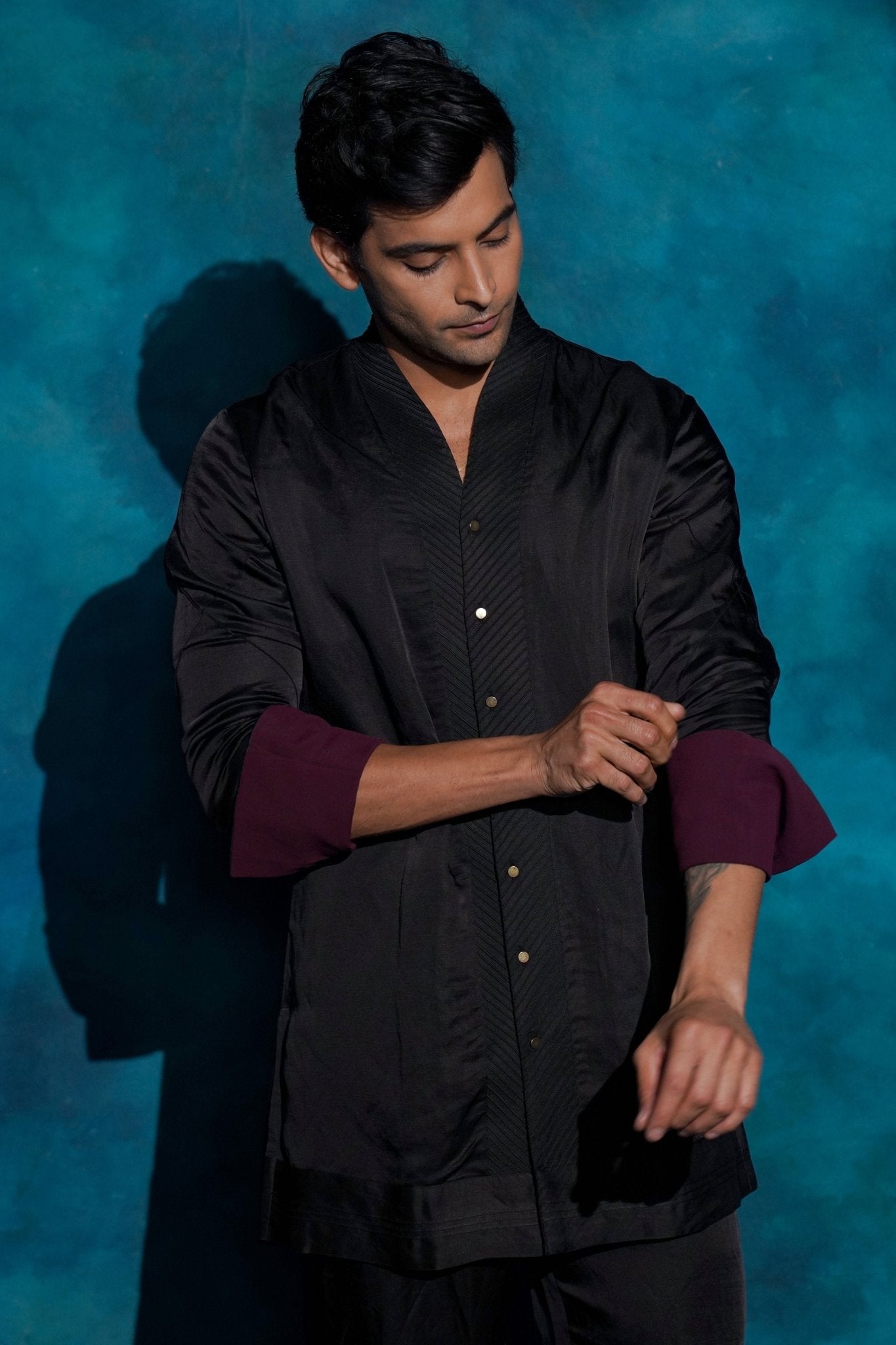 Black Short Kurta Set - Jatin Malik - Elahe