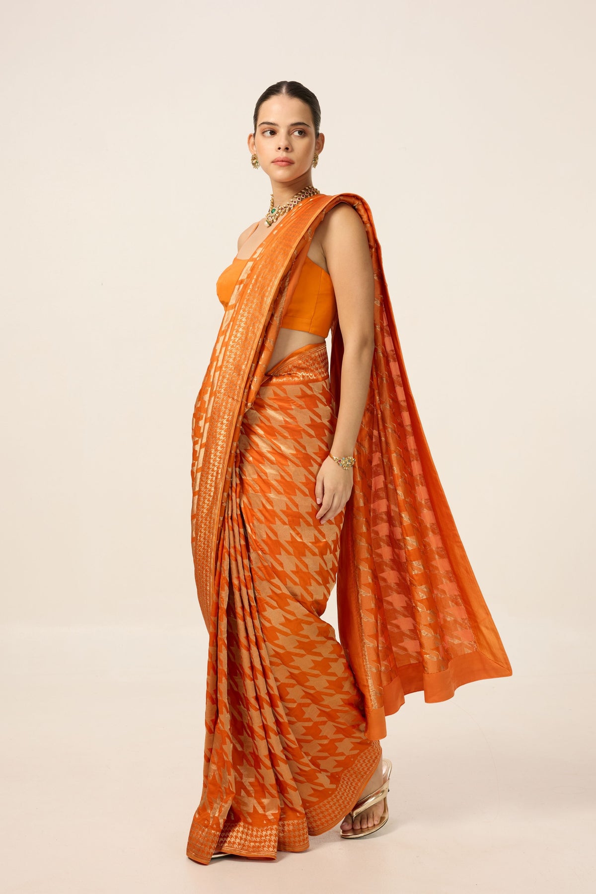 Rust Orange Gerum Saree