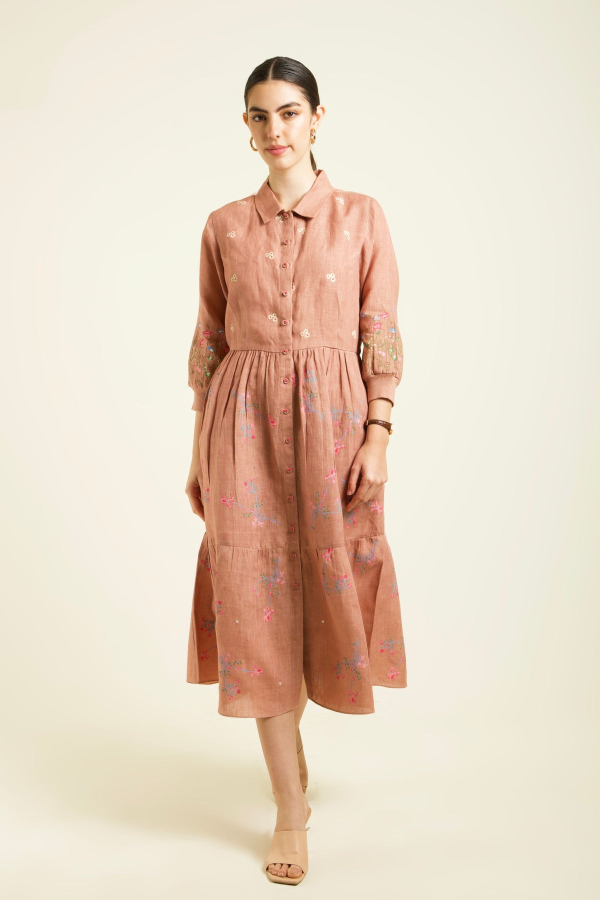 Almond Gathered Dress