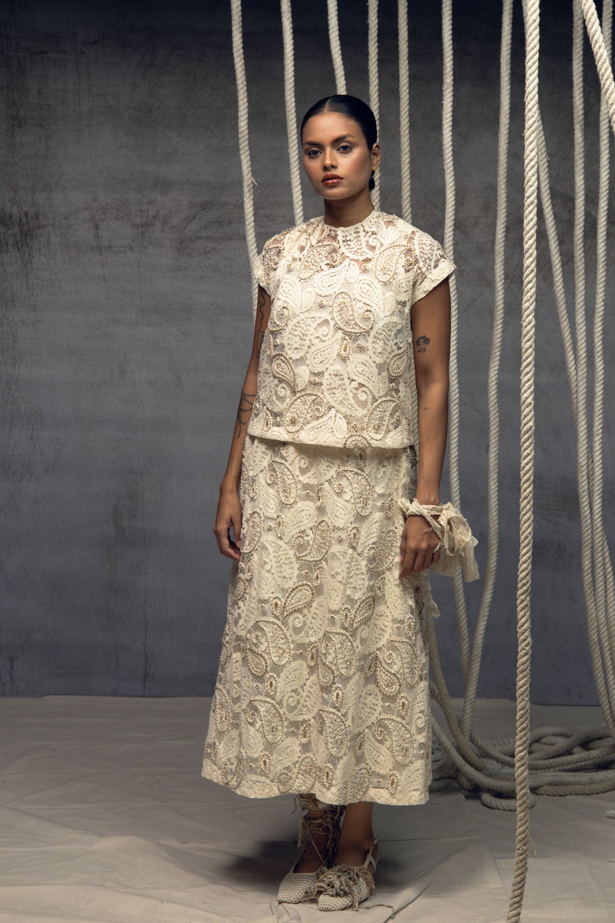 Ivory Paisley Lace Top