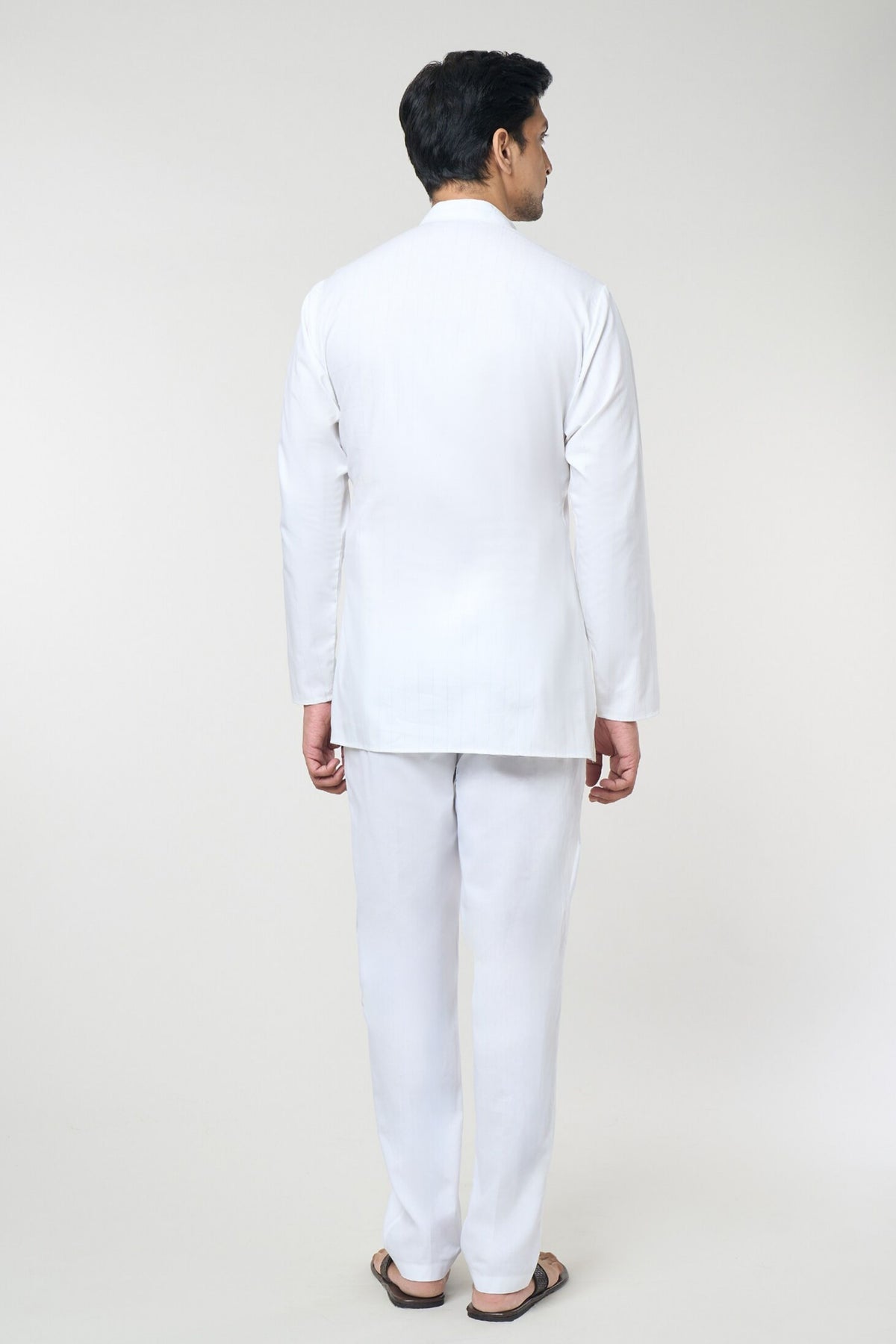 Off White Striped Printed Shirt Set