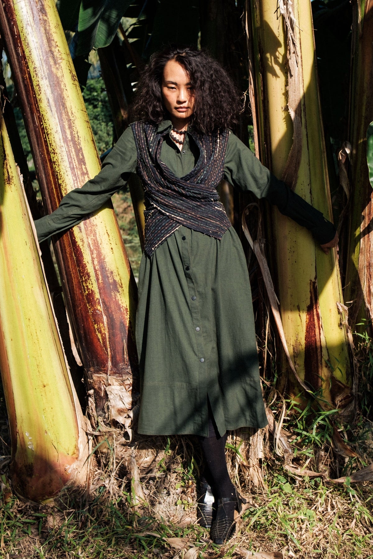 Handwoven Seattle Green Wrap Dress