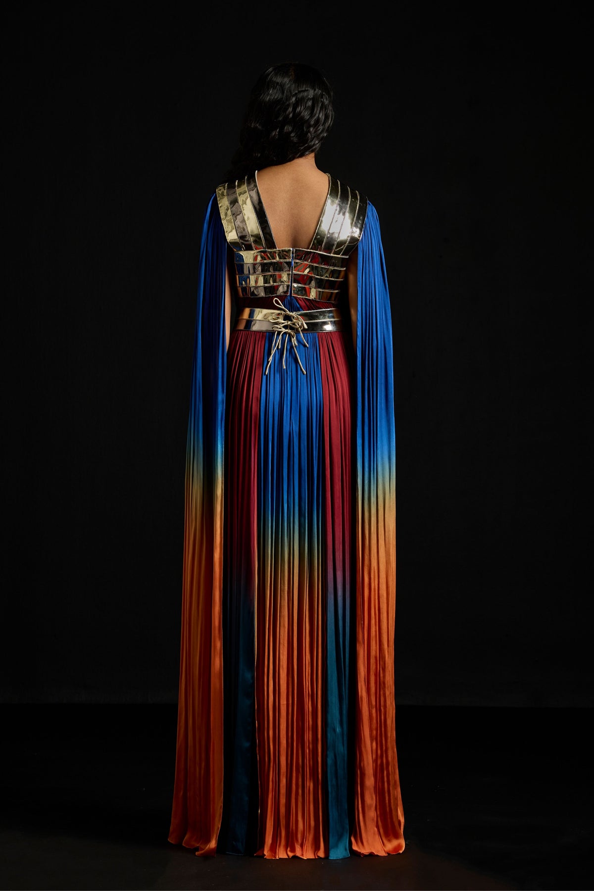 Gradient Chiffon and Tulle Kaftan Dress