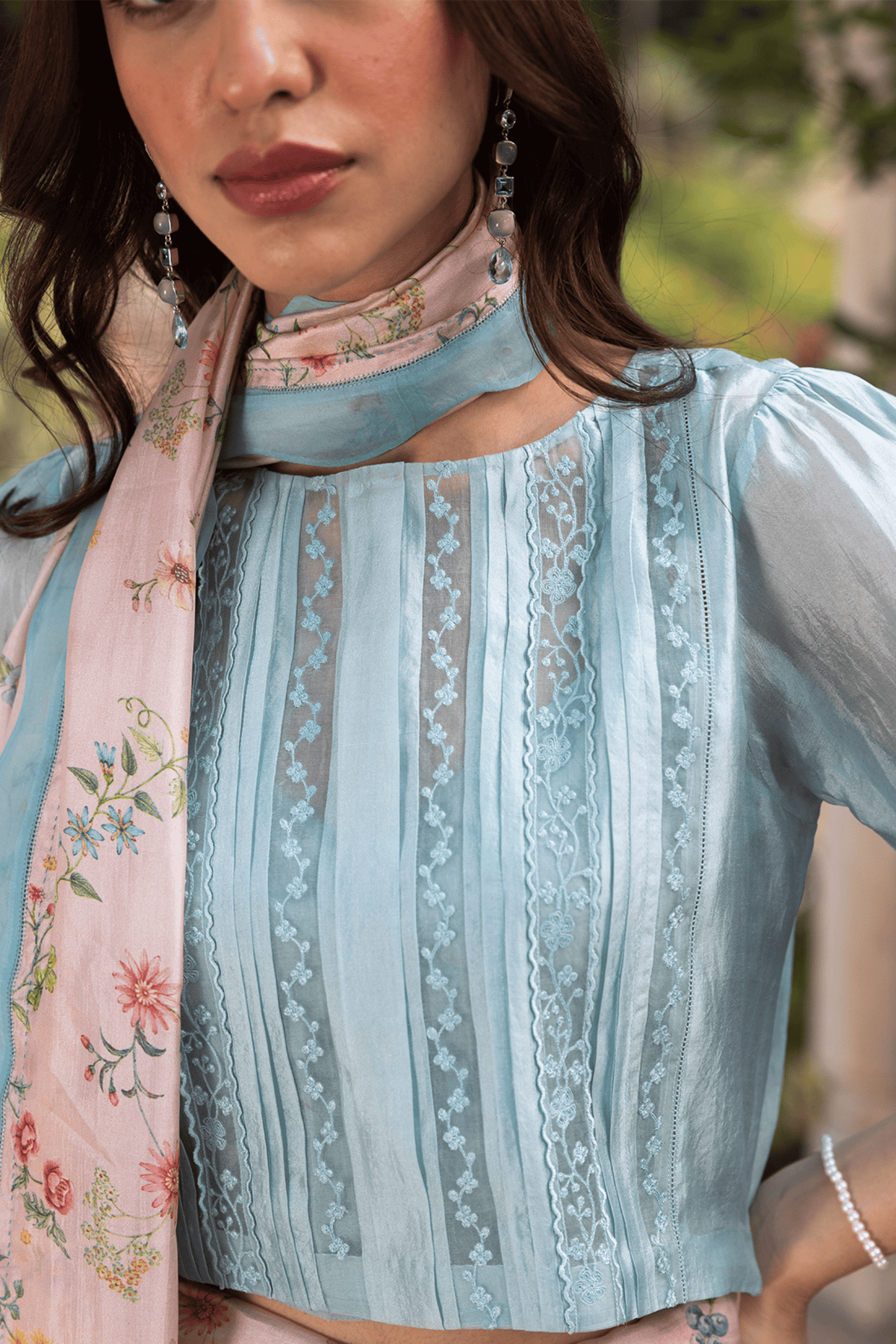 Forest Breeze Pink Scalloped Saree