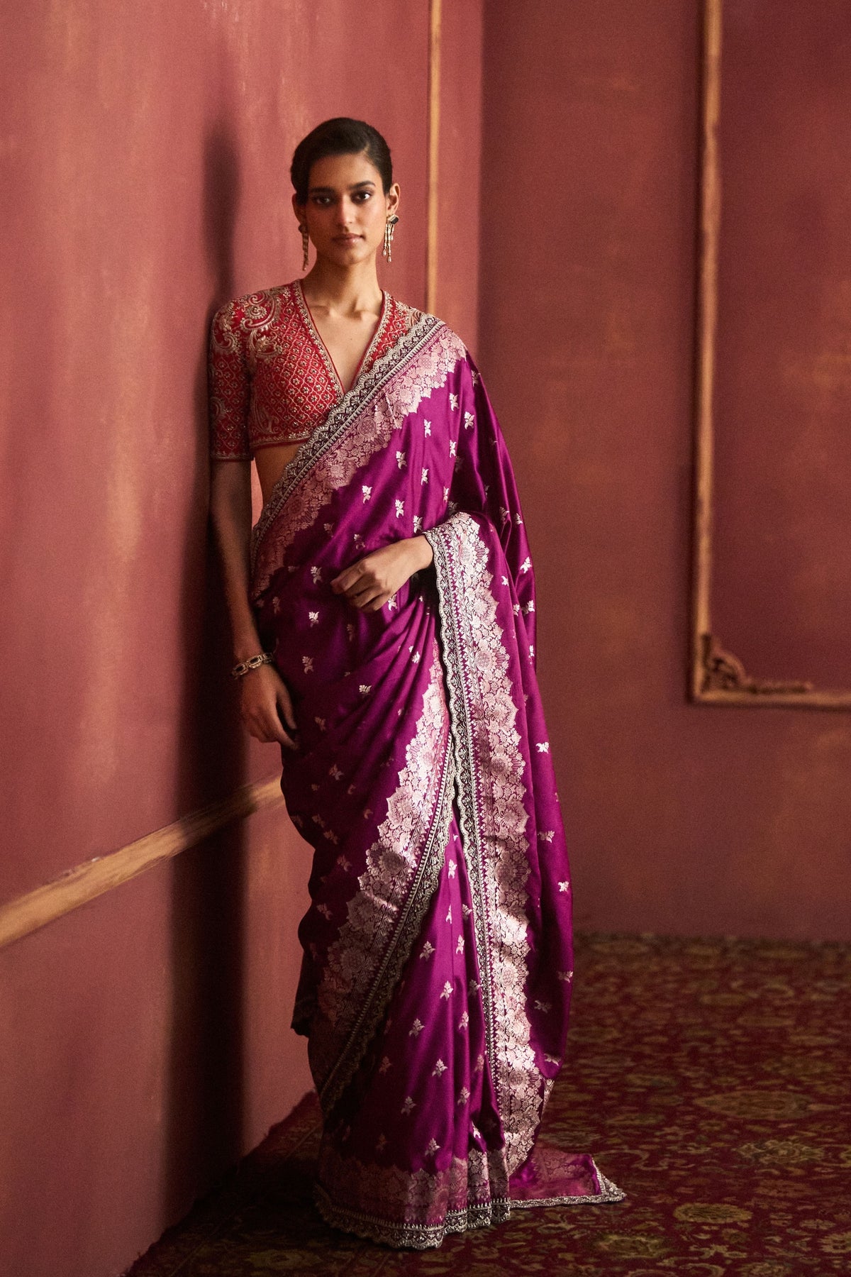 Banarasi Purple  Saree Set