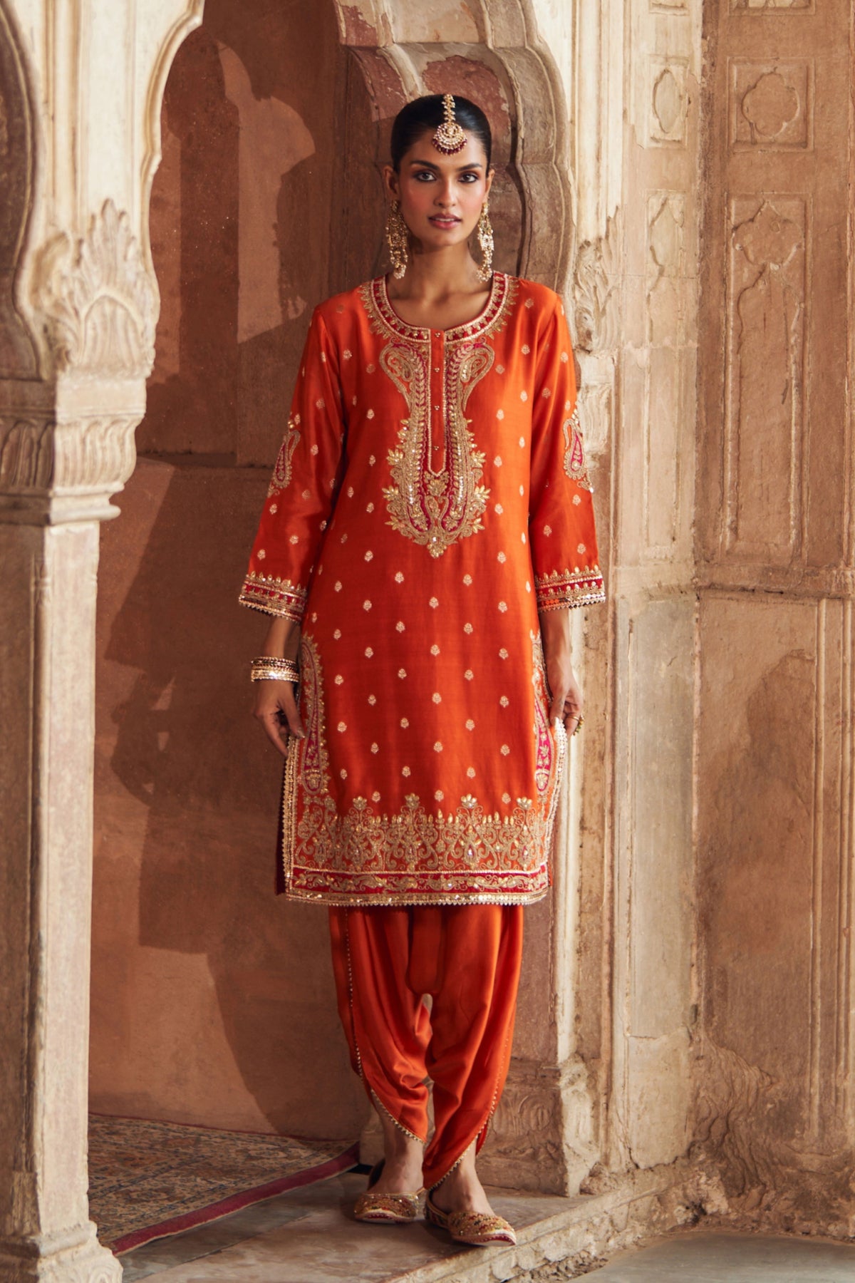 Fahmida Orange Kurta Set