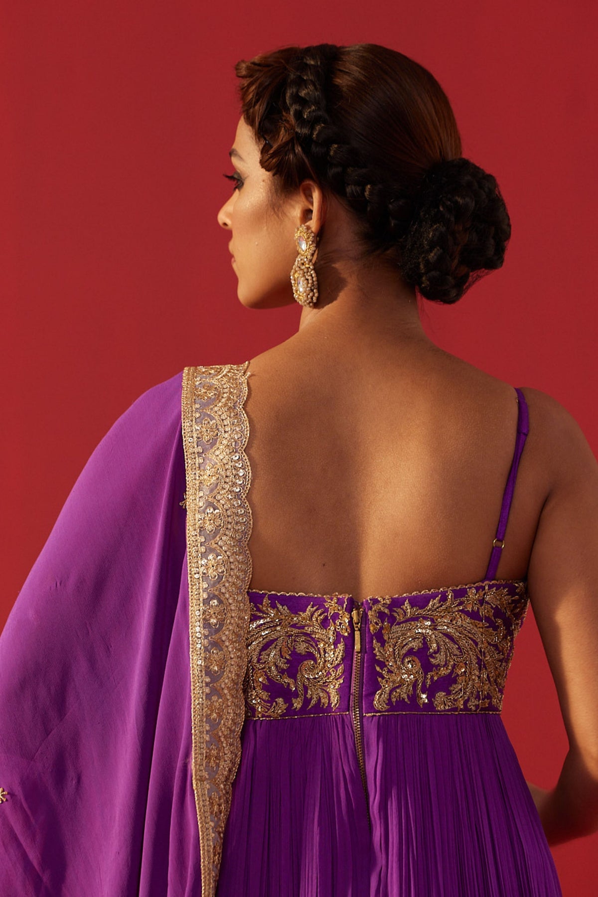 Purple Embroidered Anarkali