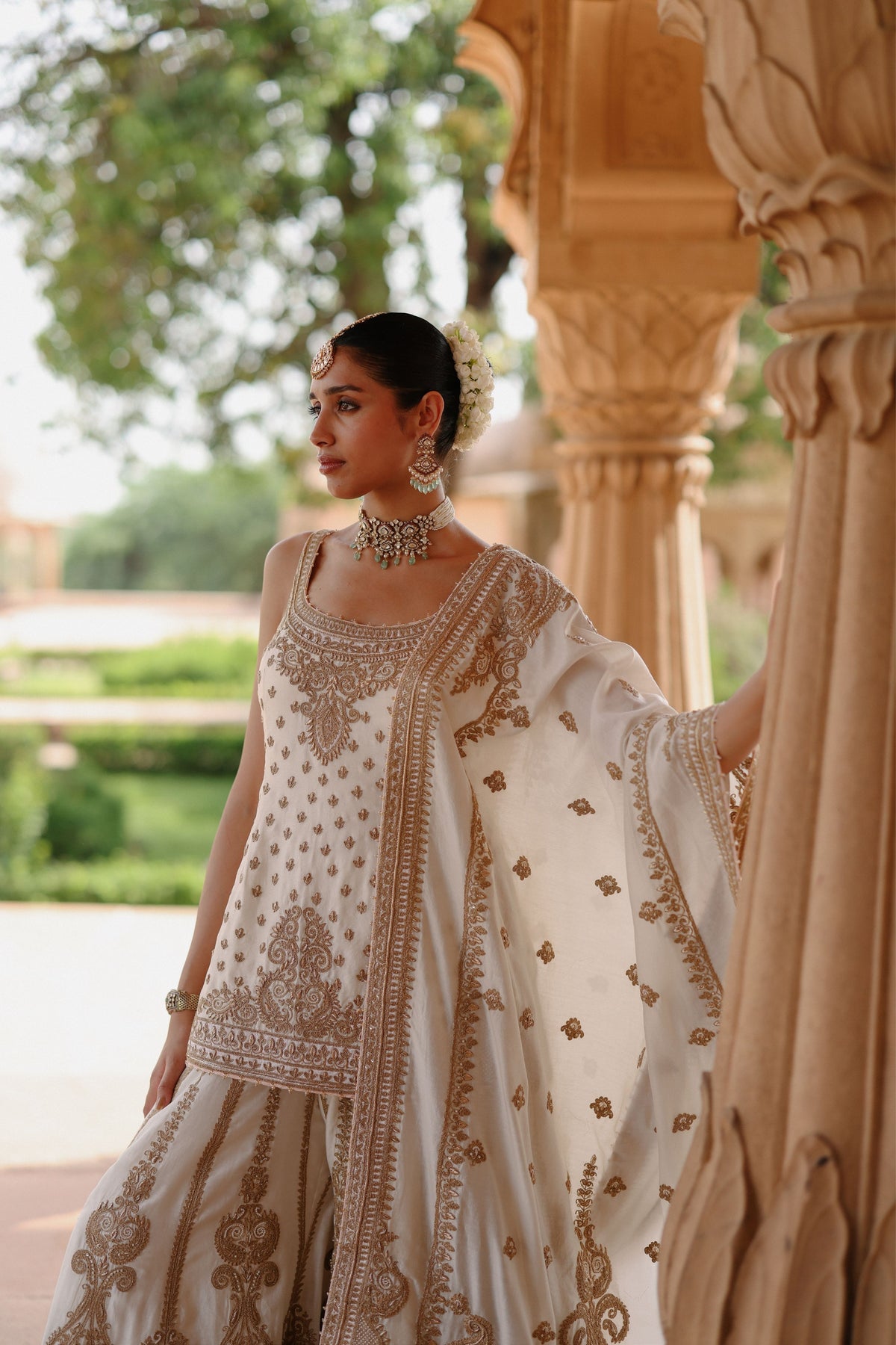 Shabnam Ivory Sharara Set
