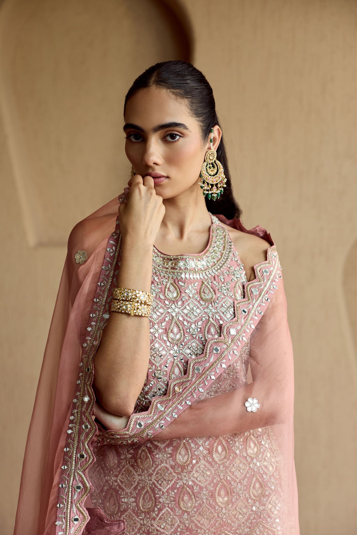 Pink Silk Kurta Sharara Set