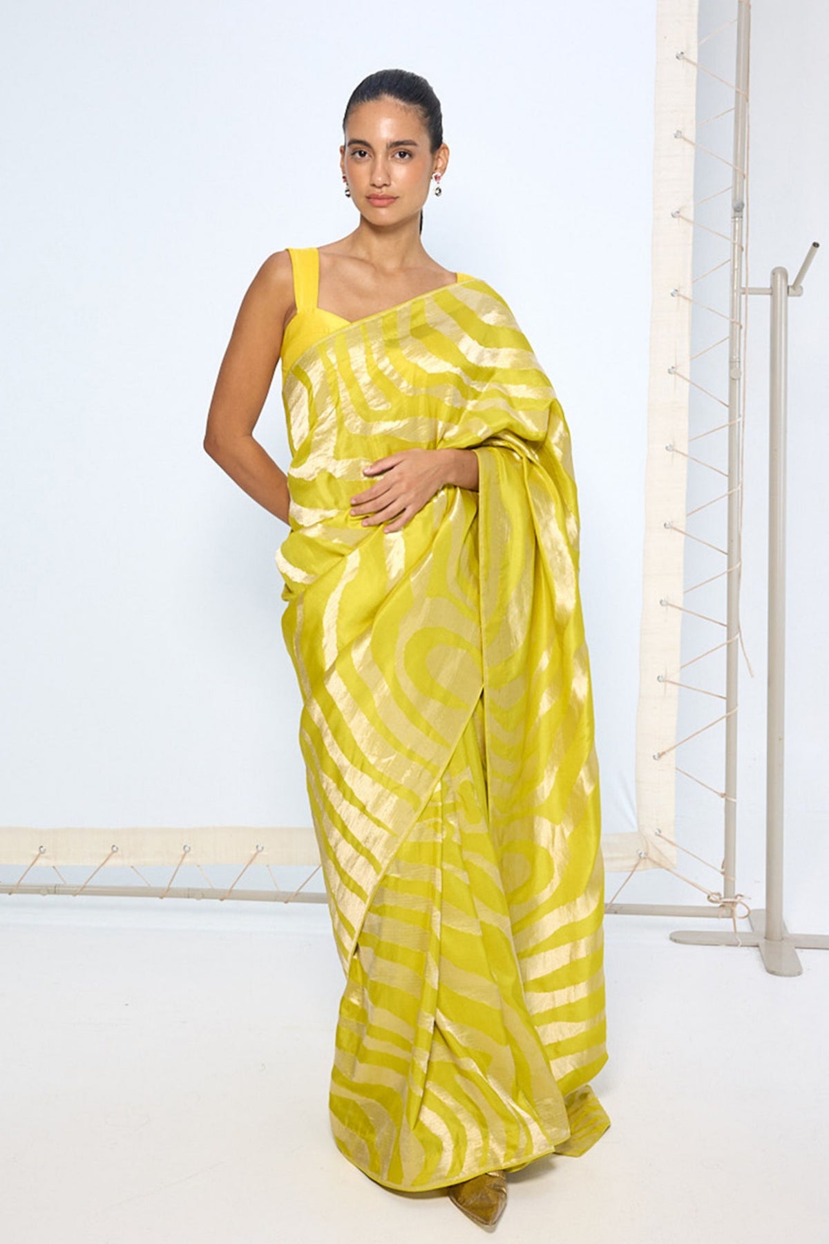 Handwoven Citrine Yellow Silk Saree