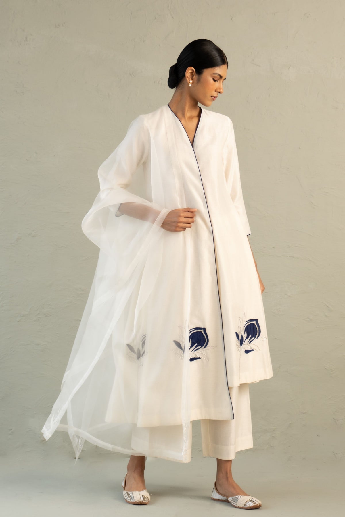 Blue Edit Ivory Kurta Set