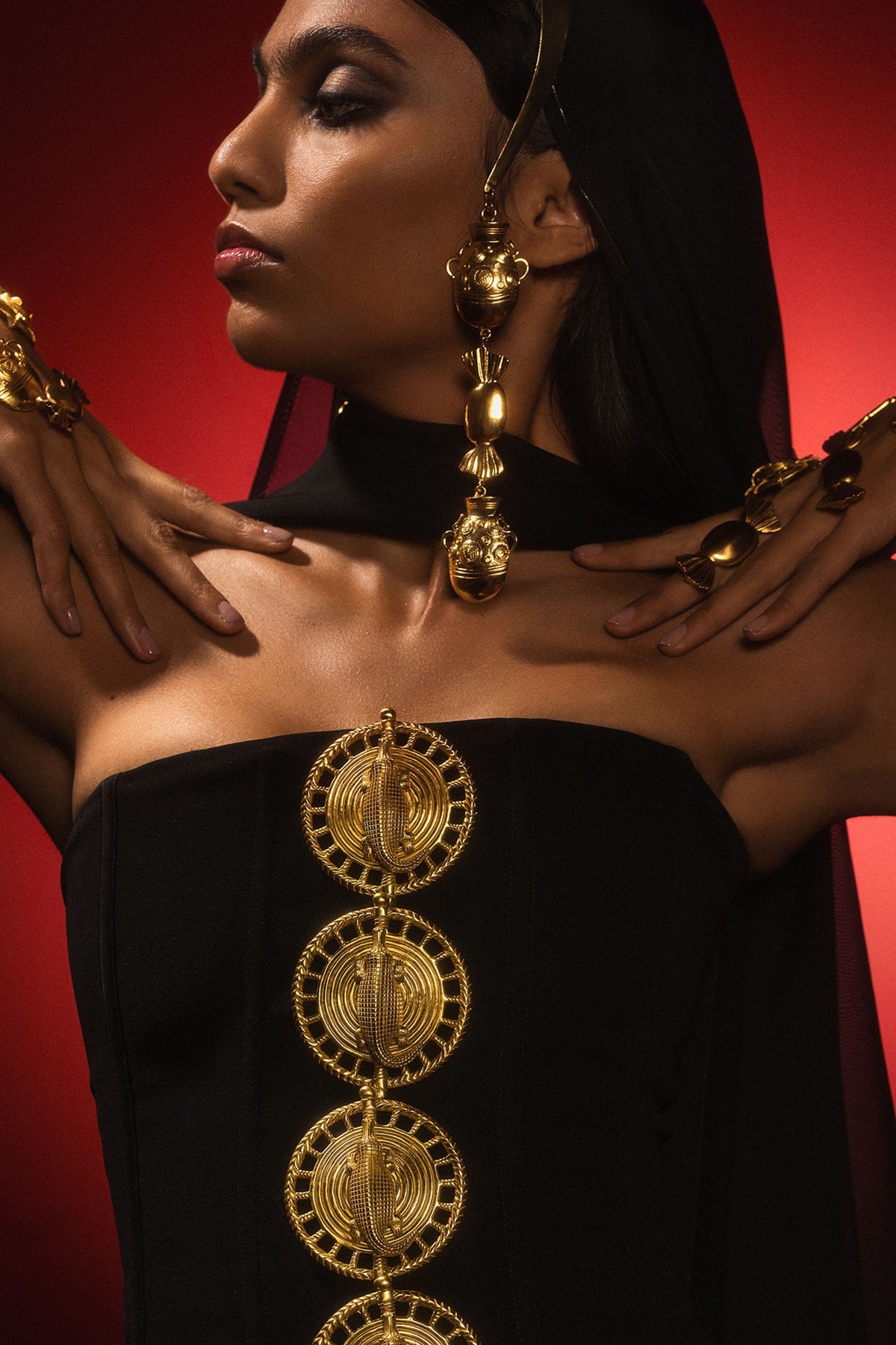 The Black Ghana Gator Corset Set