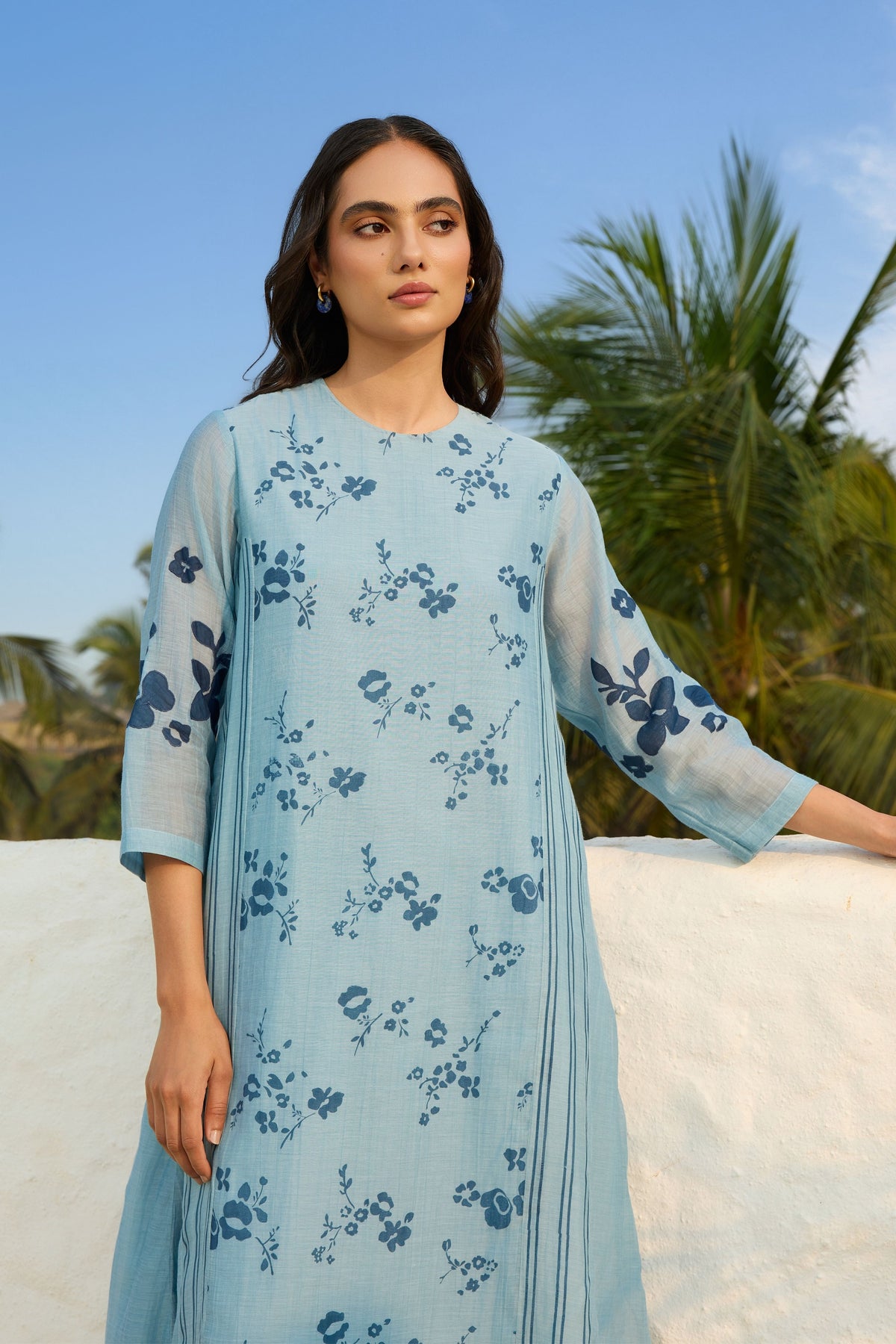 Sky Floral Tunic Set