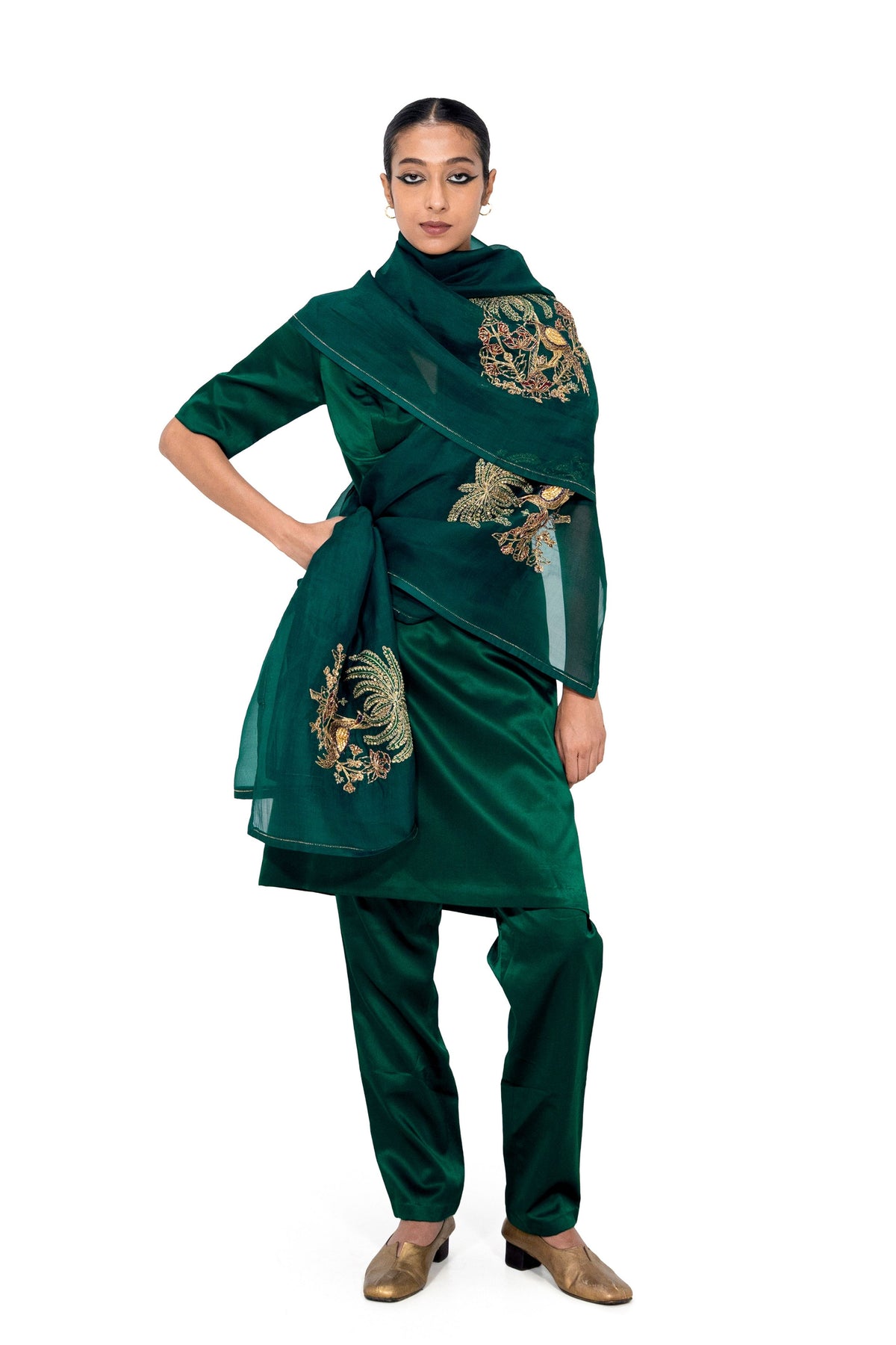 Hansasar Forest Green Dupatta