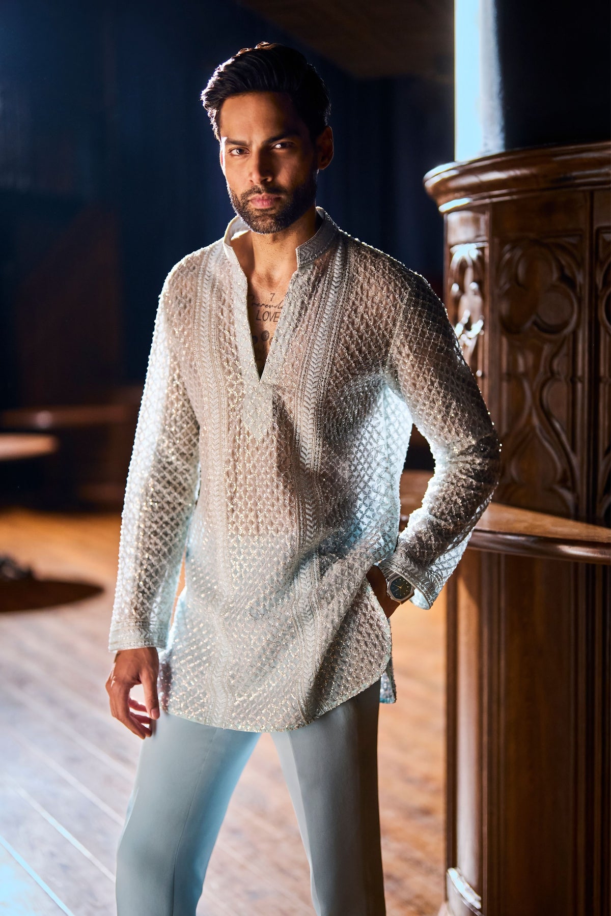 Reverse Sky Short Kurta Set