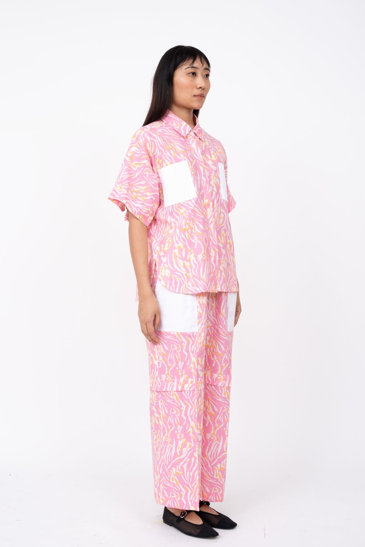 Pink Wave Print Shell Shirt