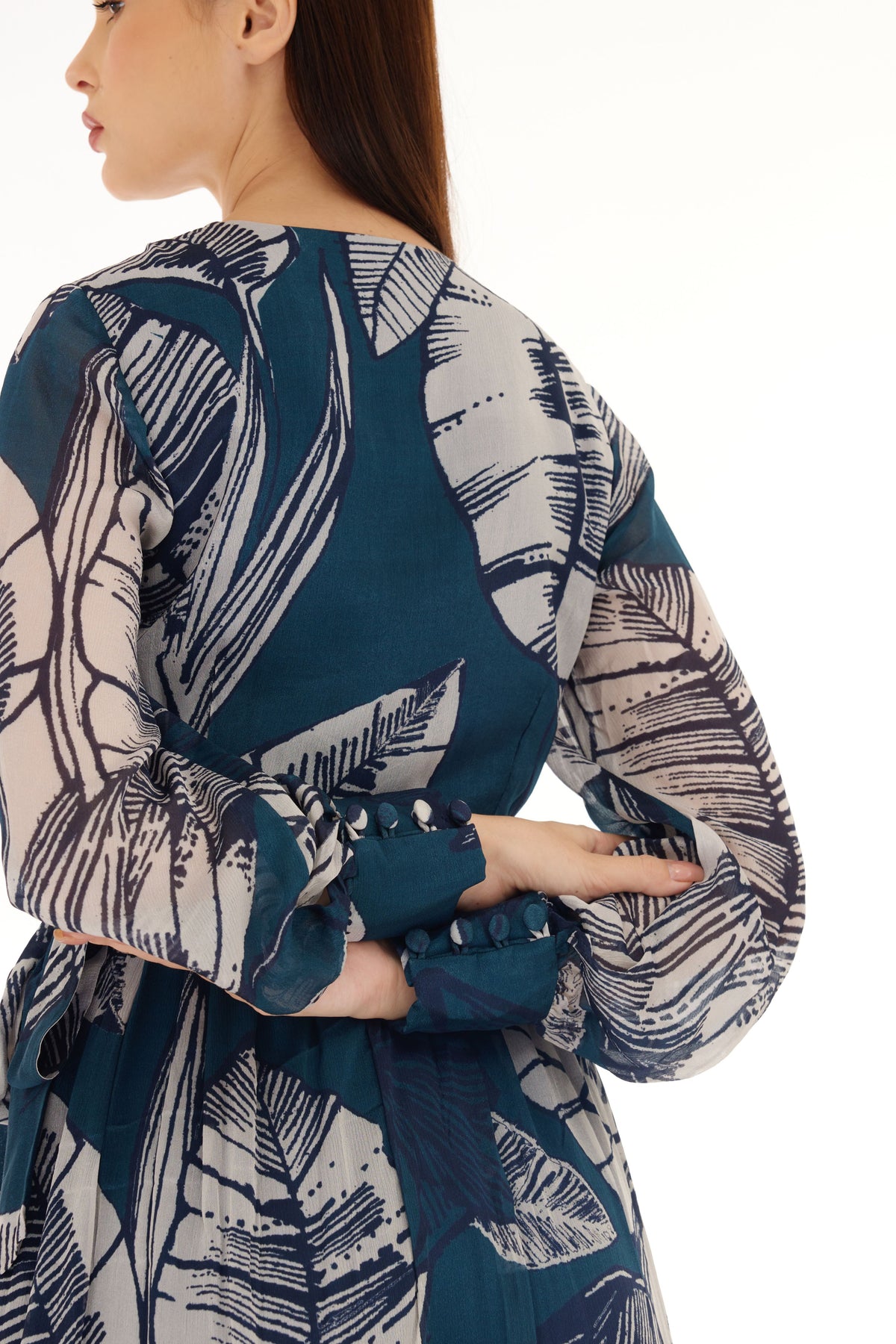 Blue and White Wrap Dress