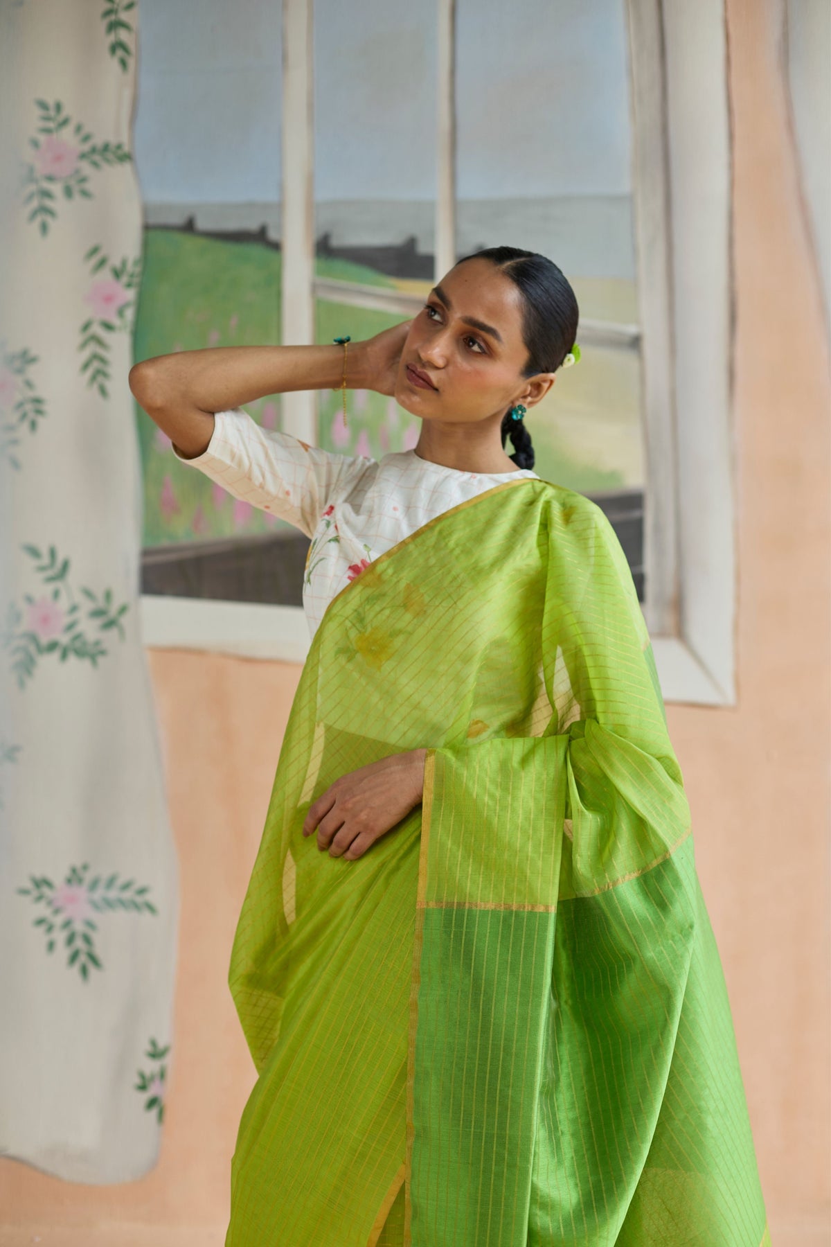 Fern Trail Chanderi Sari