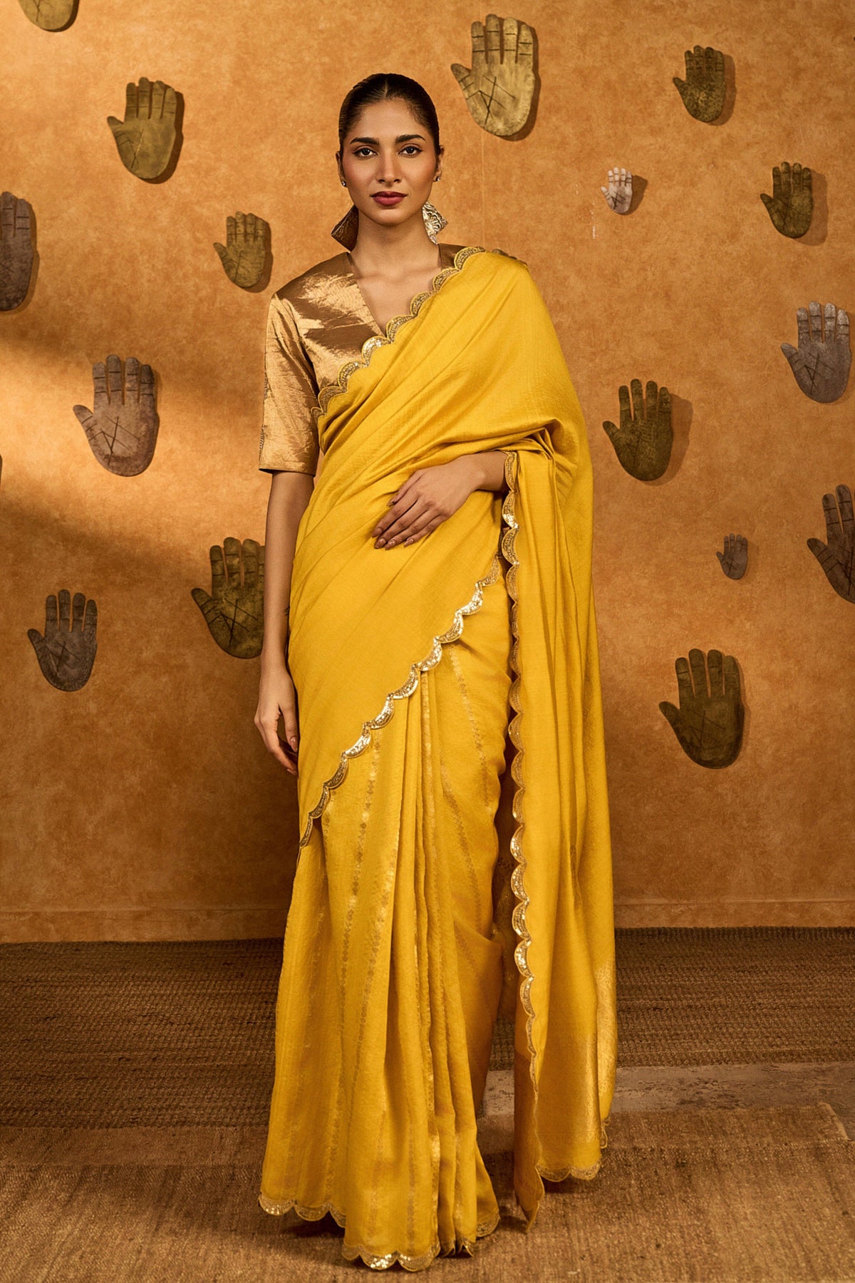 Yellow Bird Tales Saree