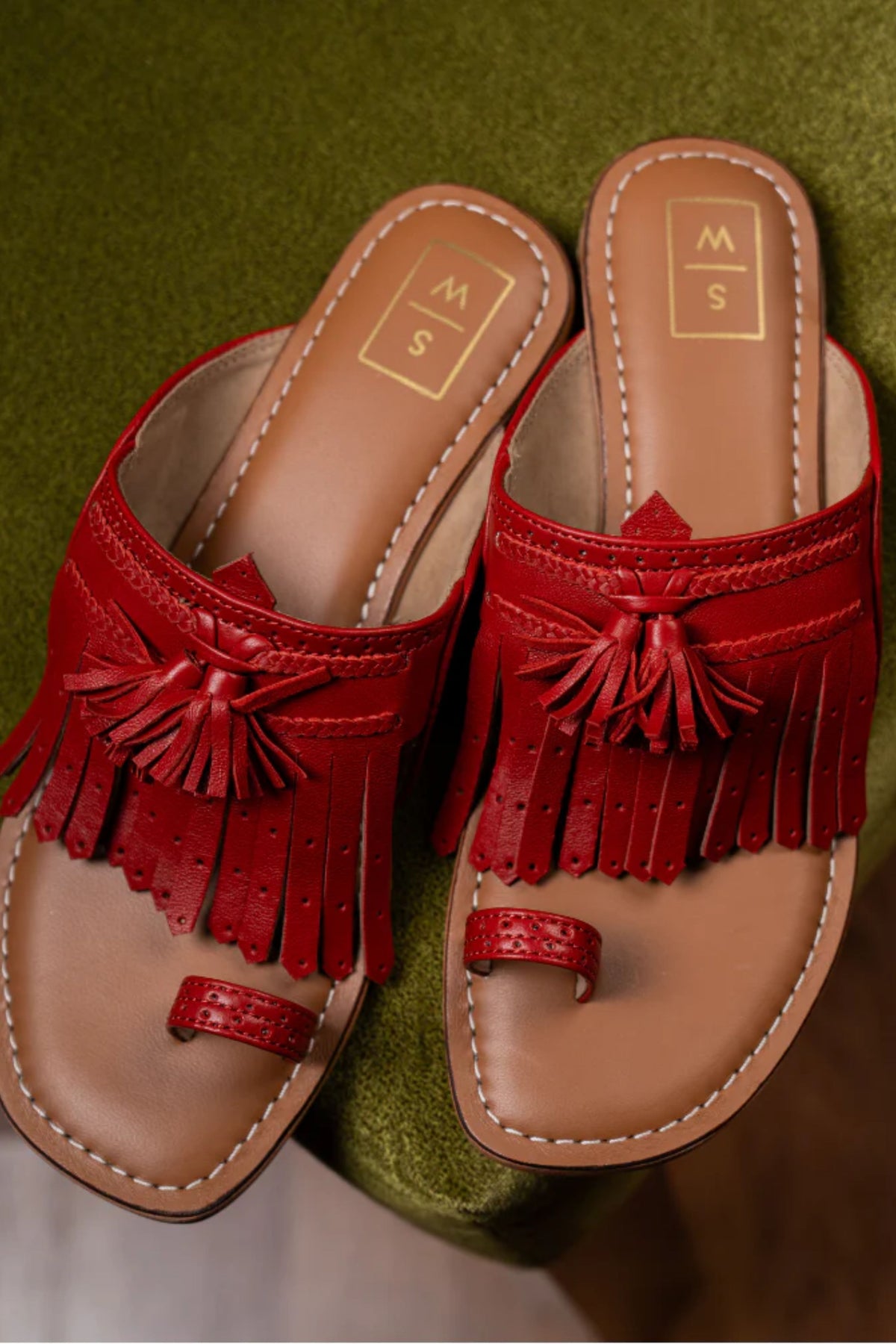 Lady Suzy Flat Red Kolhapuri Sandals