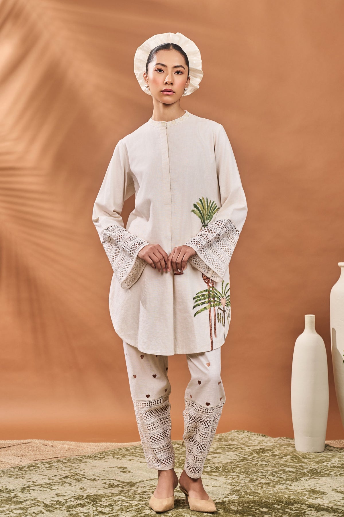 Ivory Blooming Board Tunic Set