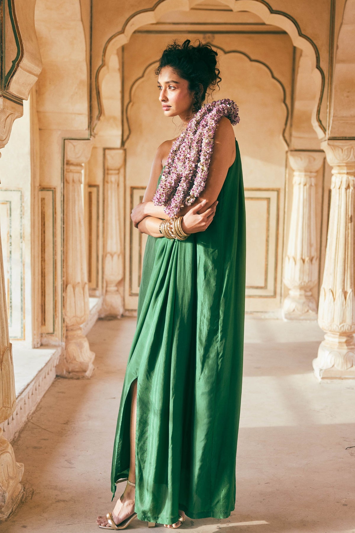 Emerald Green One Shoulder Dress