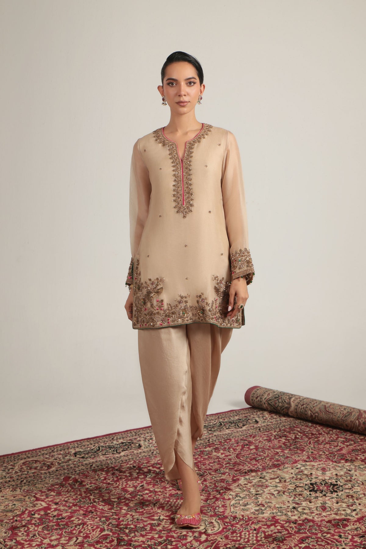 Ivory Heavy Short Kurta Set