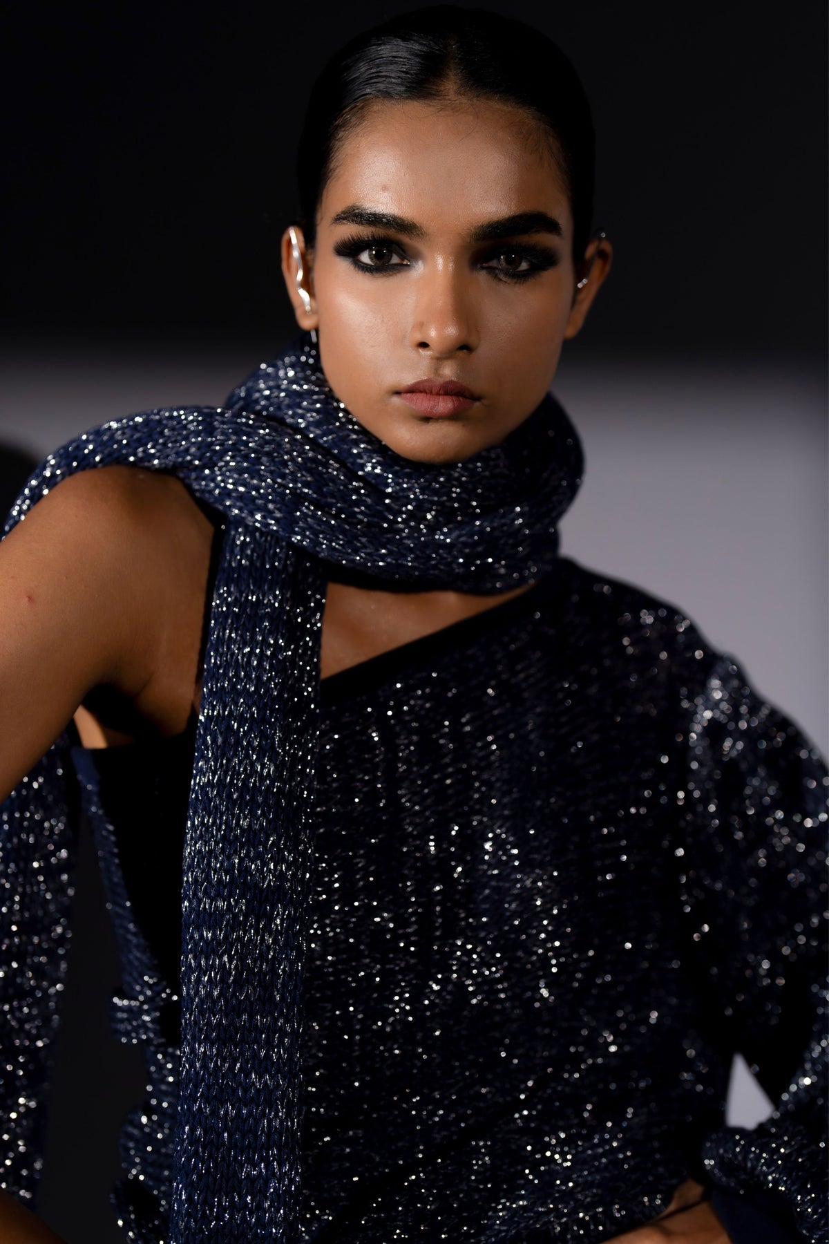 Navy One Shoulder Set