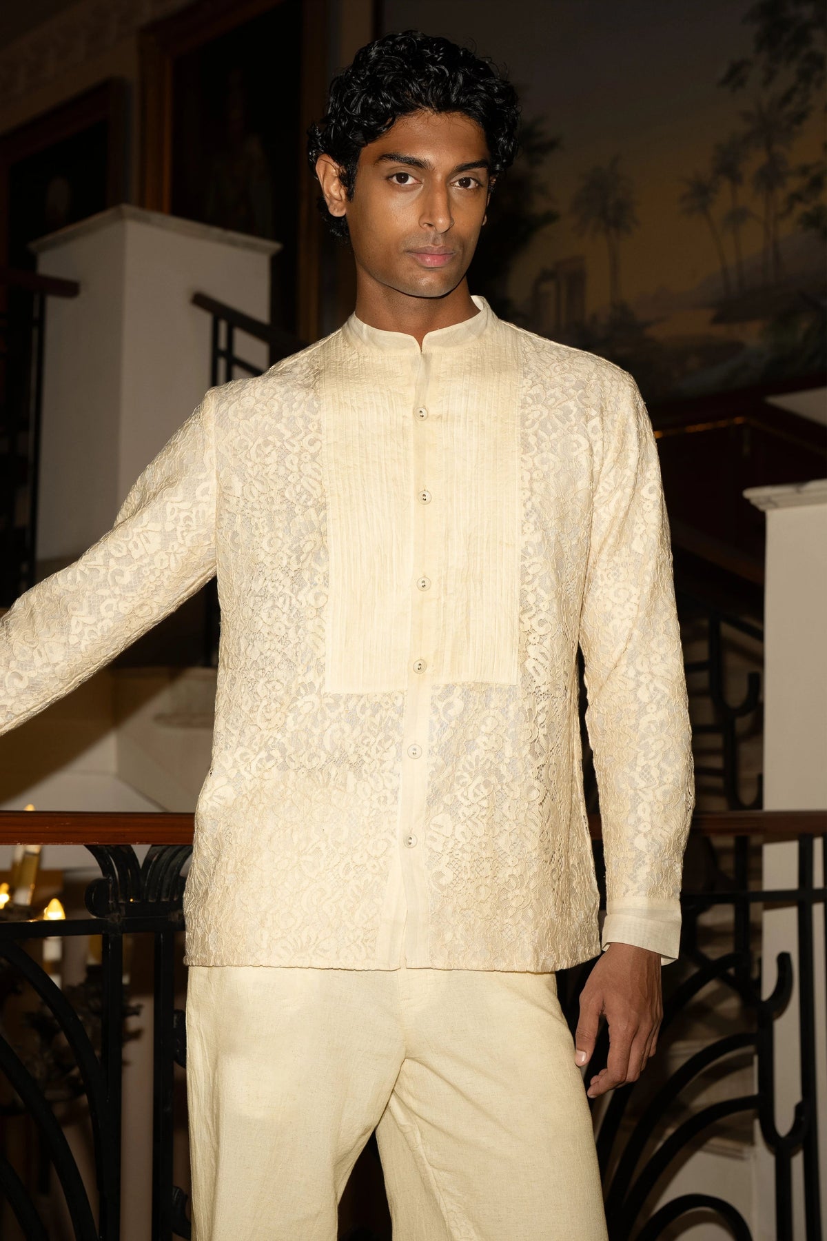 Pintuck-Lace Shirt