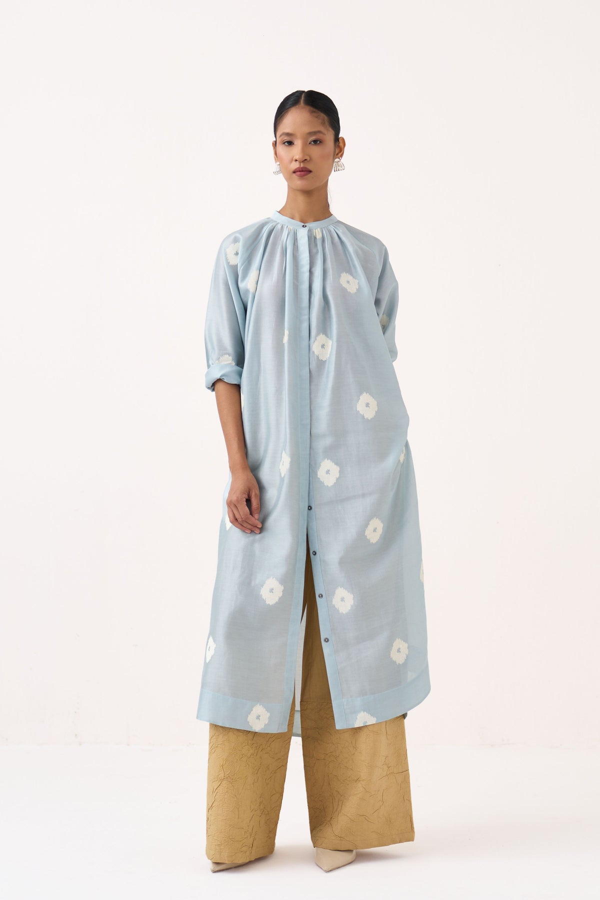Block Print Gather Neck Tunic Set
