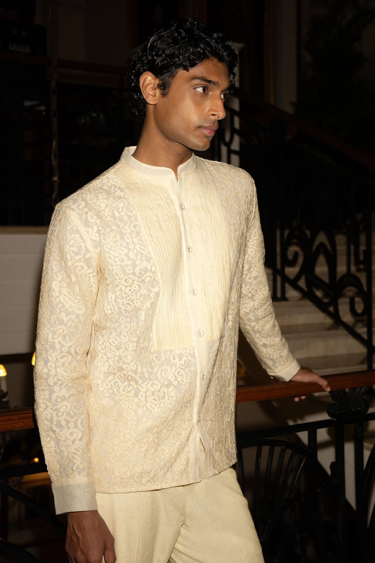 Pintuck-Lace Shirt