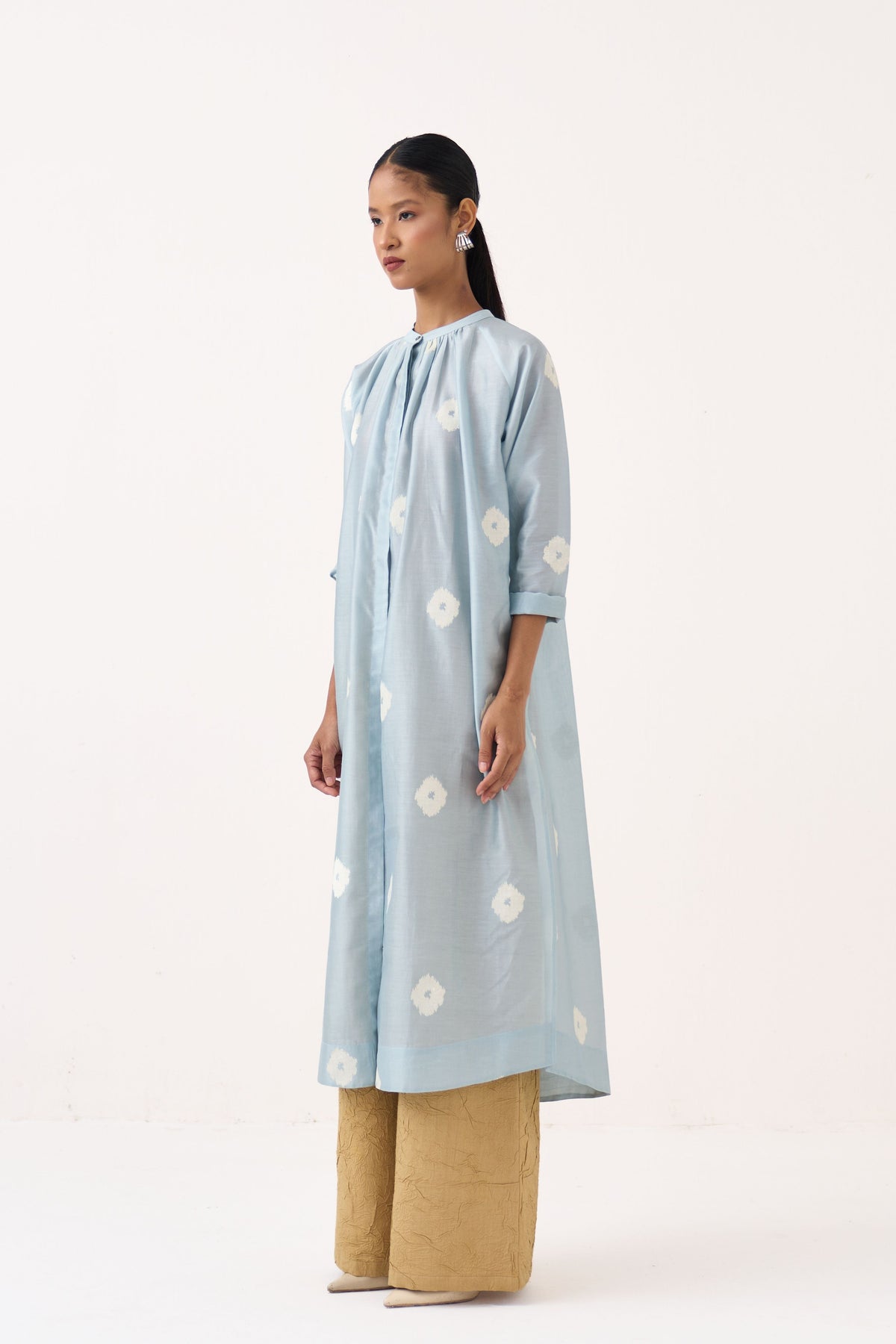 Block Print Gather Neck Tunic Set