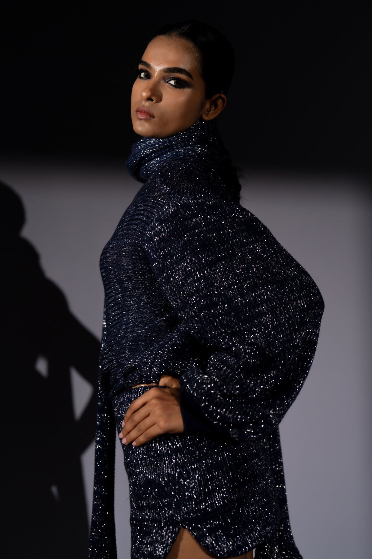 Navy One Shoulder Set