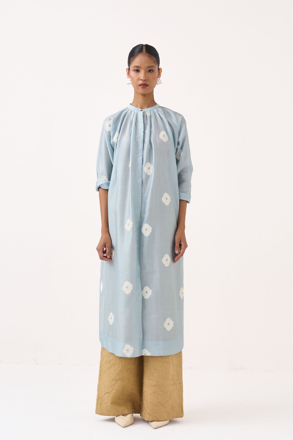 Block Print Gather Neck Tunic Set