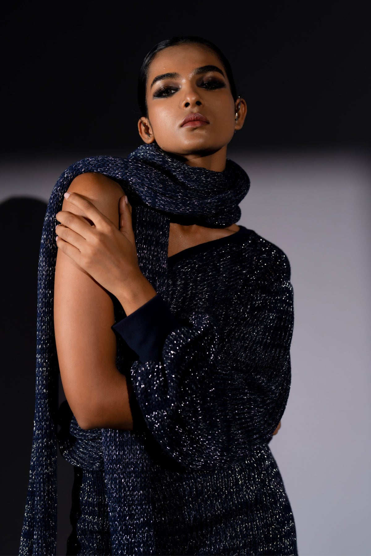 Navy One Shoulder Set