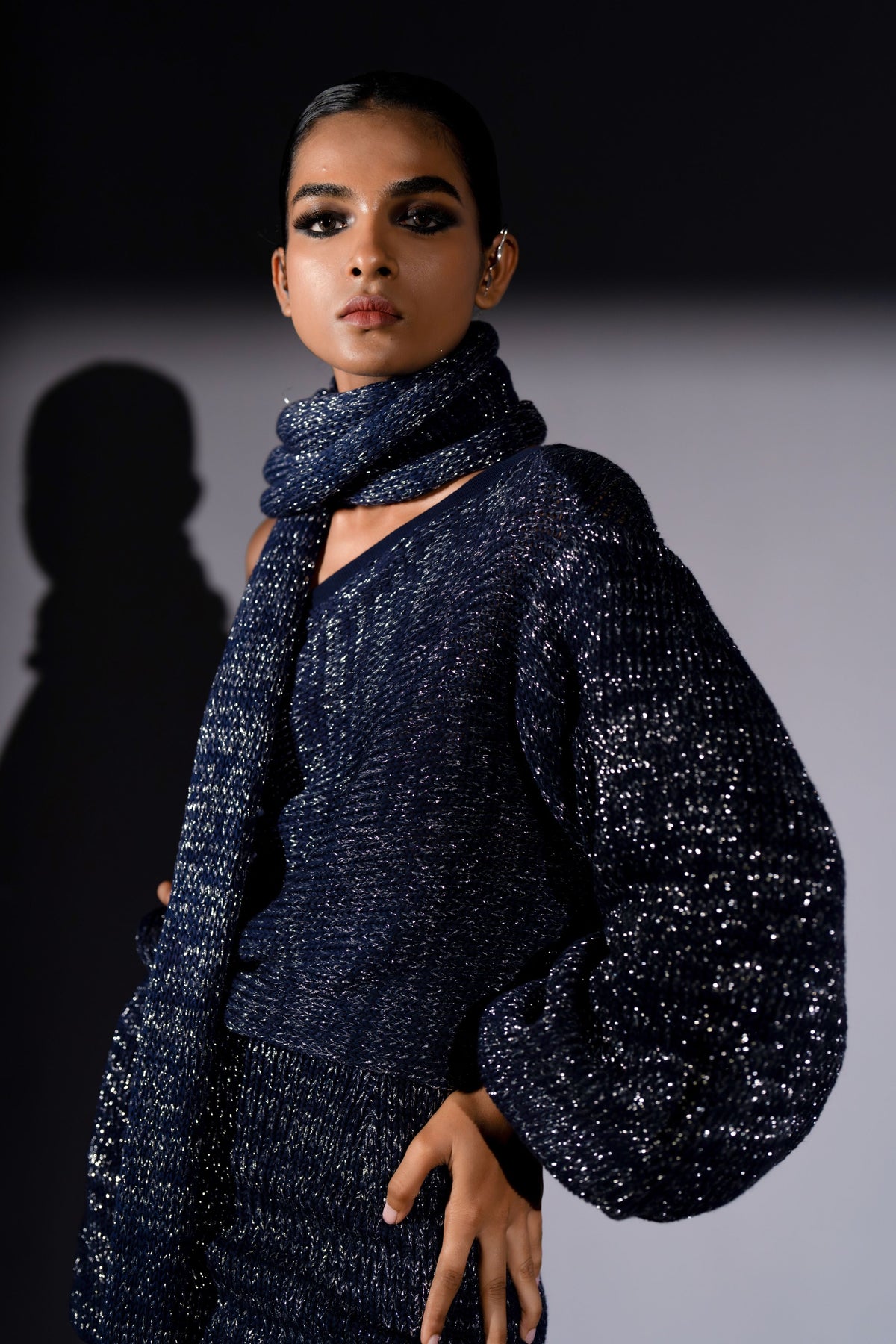 Navy One Shoulder Set