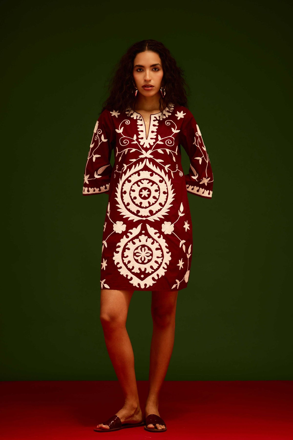 Burgundy Cotton Dress