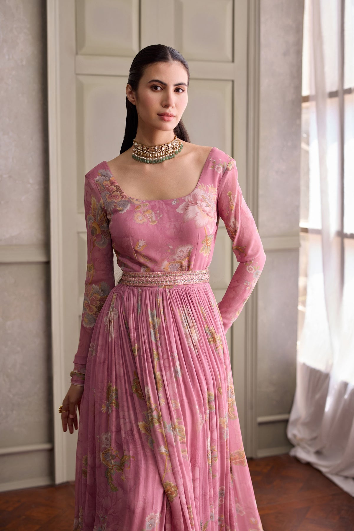 Sanya Pink Anarkali Set