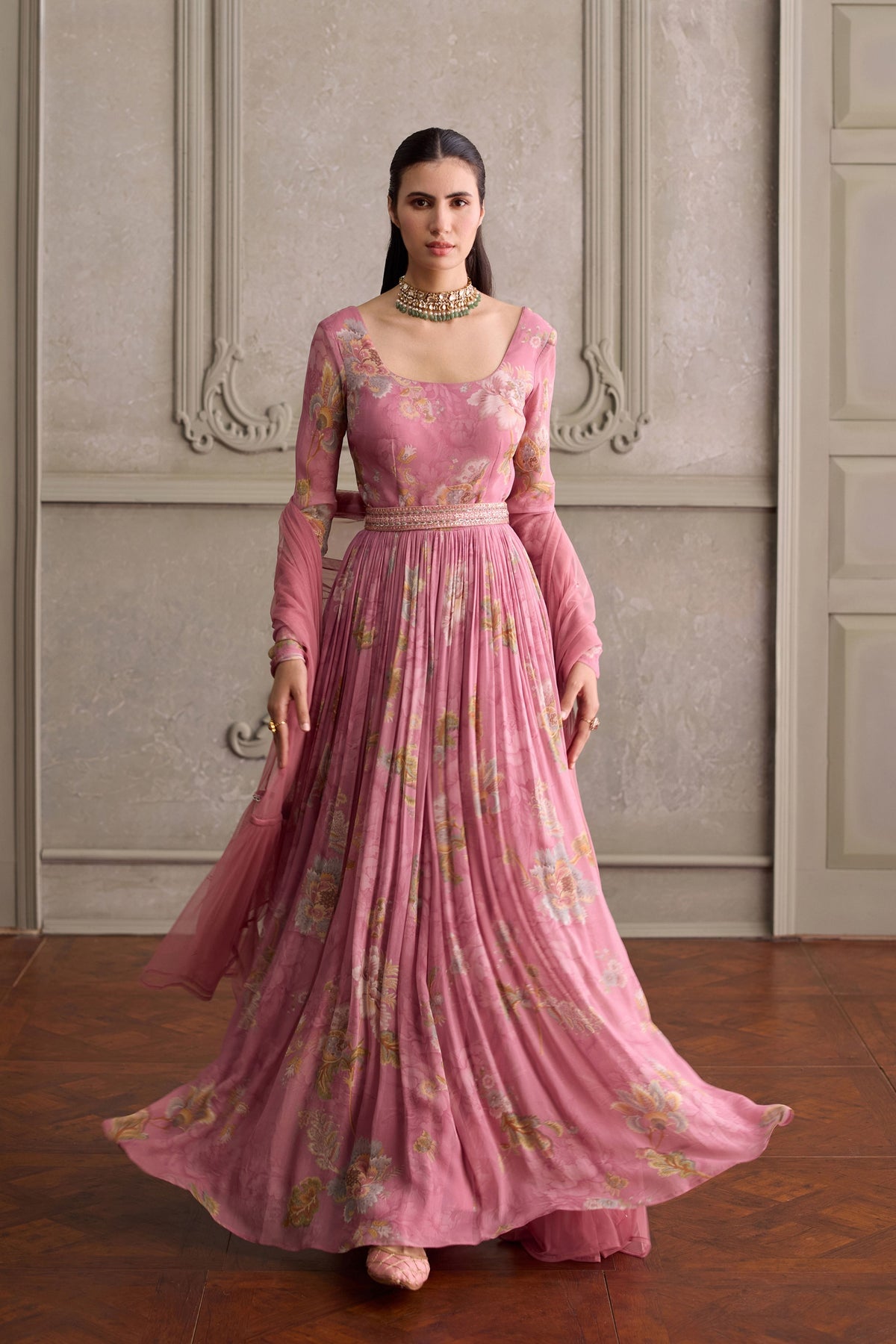 Sanya Pink Anarkali Set