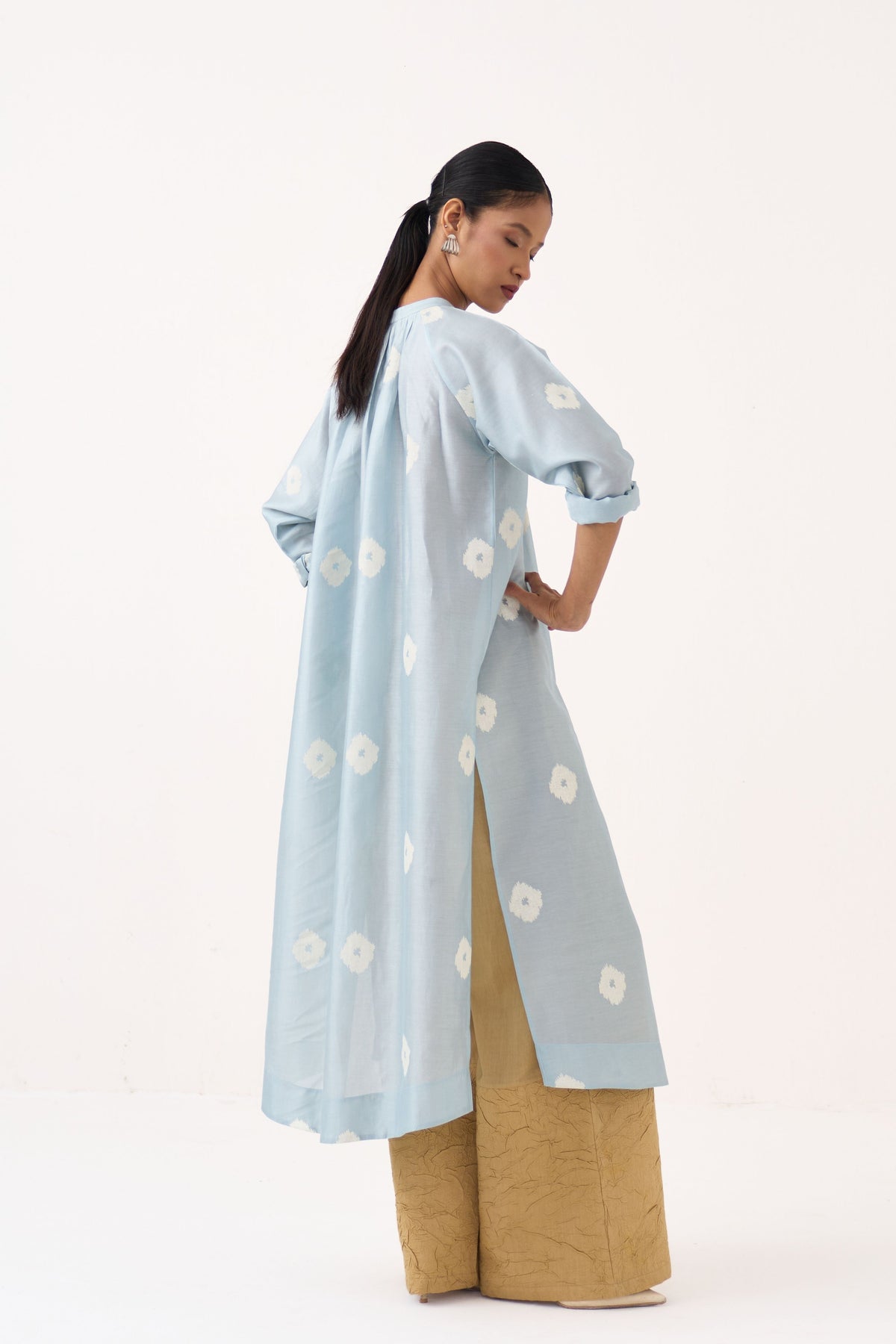 Block Print Gather Neck Tunic Set