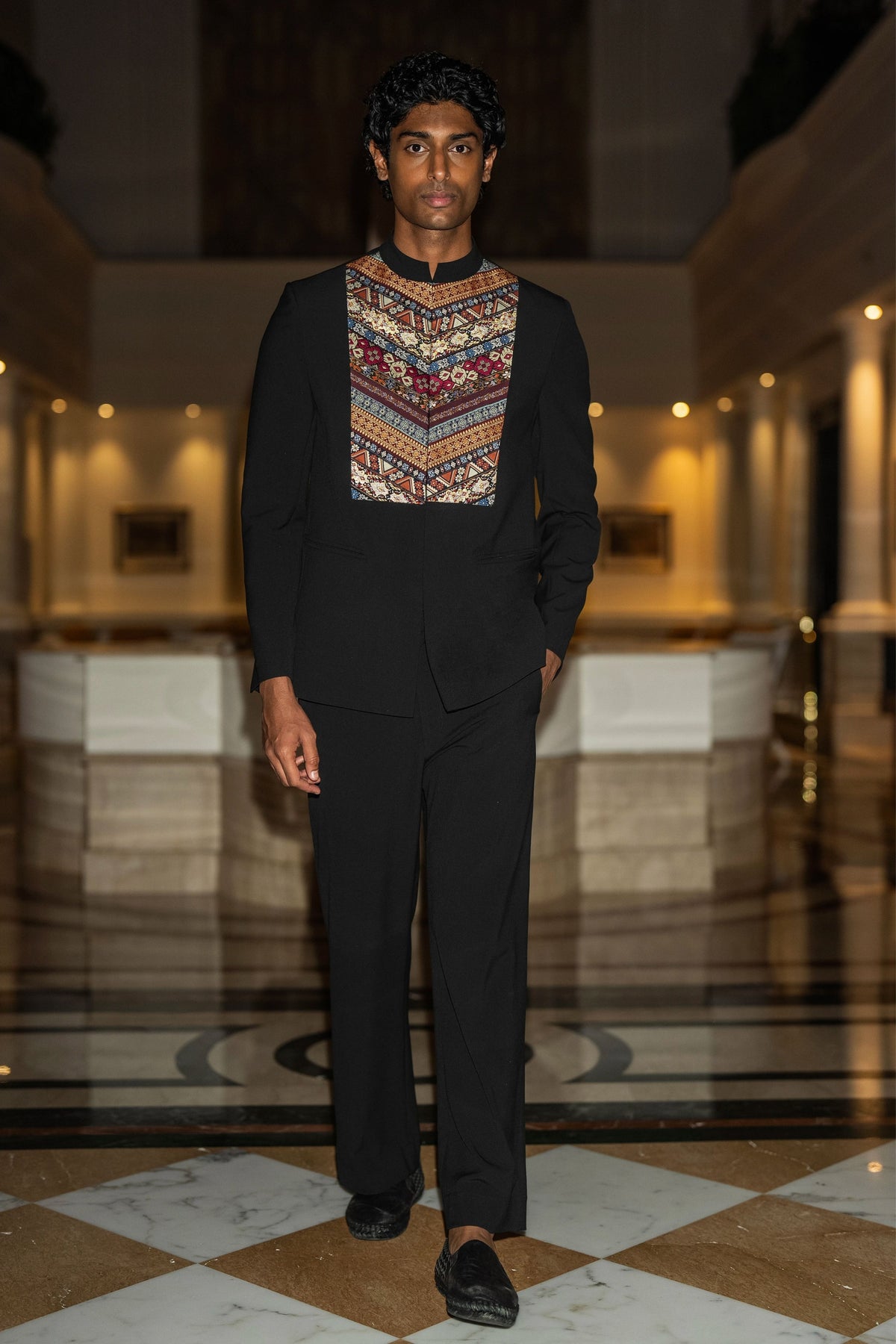 Embroidered Bib Blazer