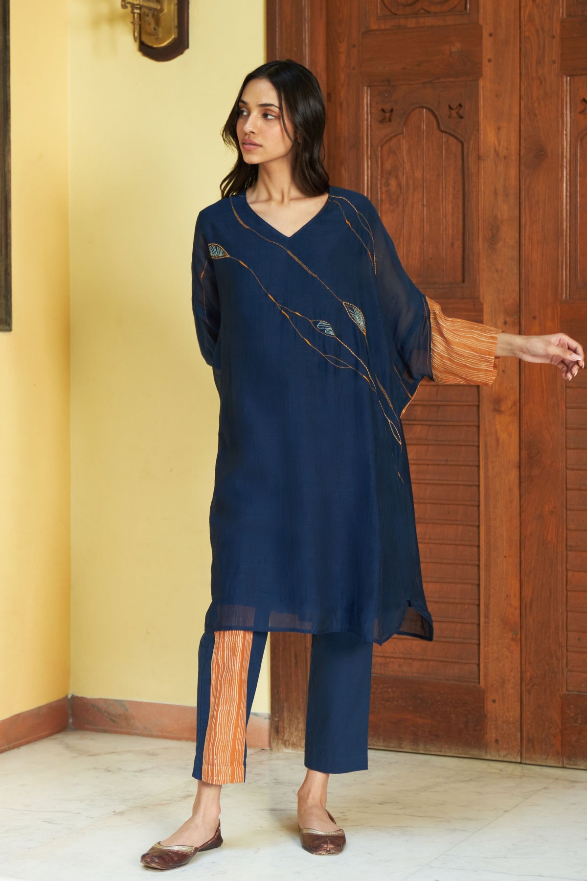Indigo Embroidered Kurta
