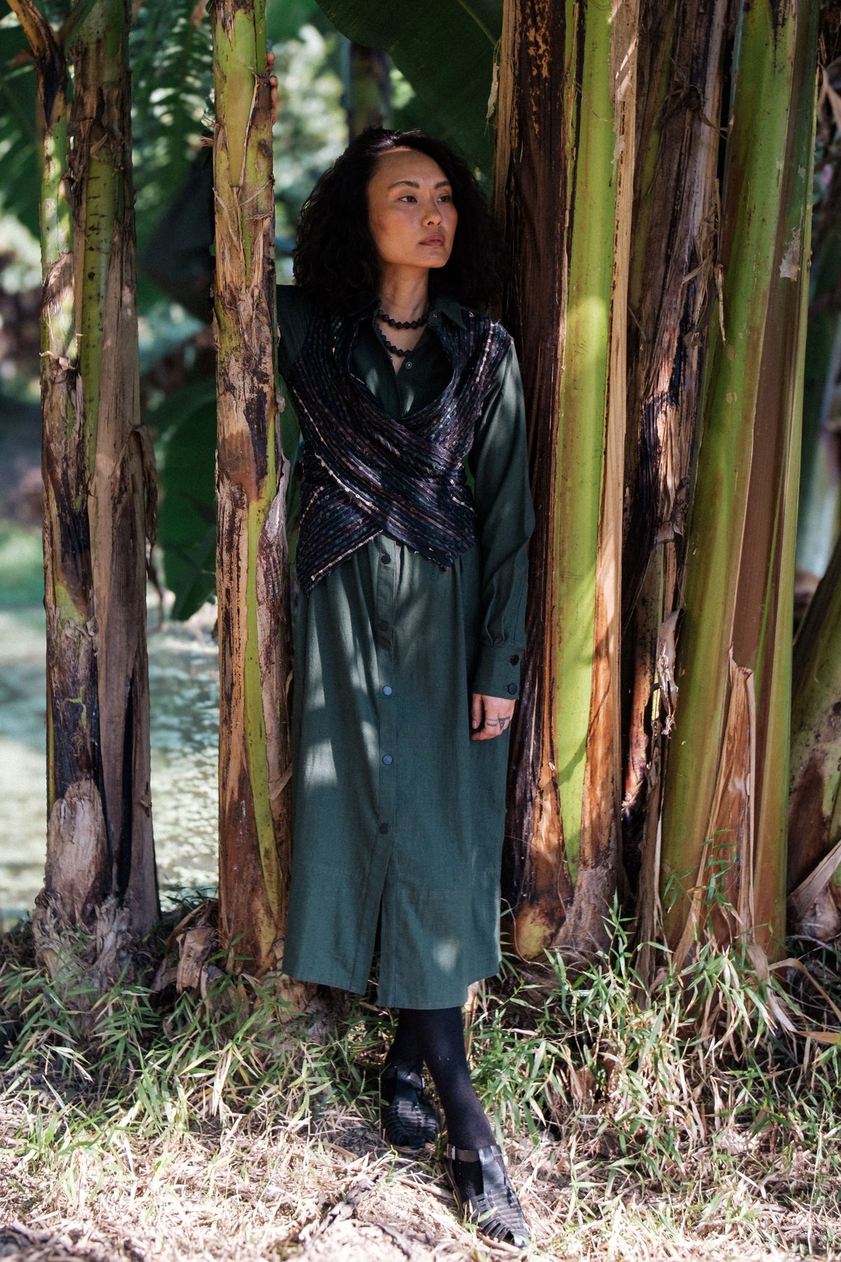 Handwoven Seattle Green Wrap Dress
