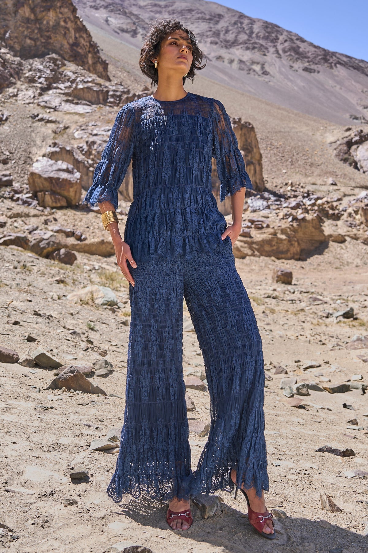 Allover Ruched Pant Set