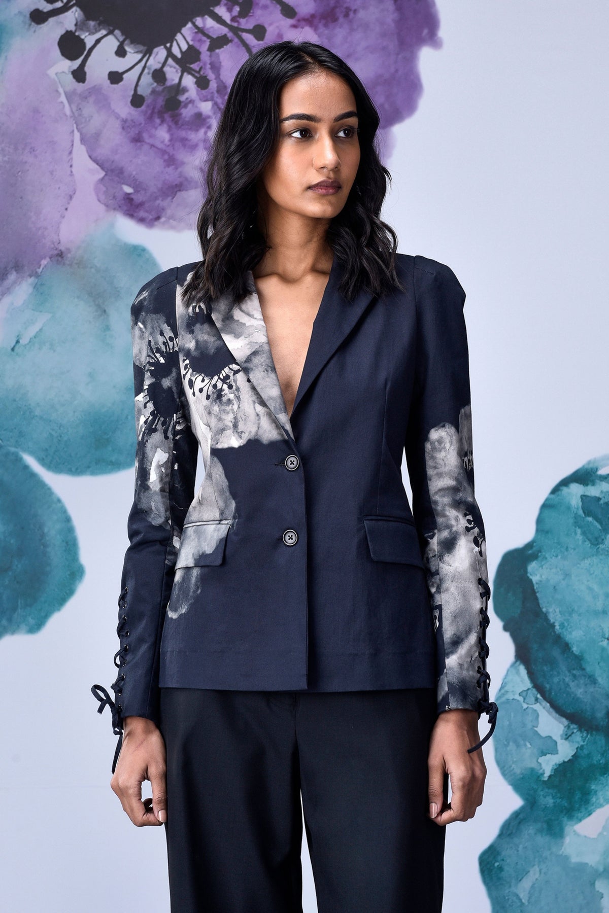 Anemone Flower Jacket Black Grey