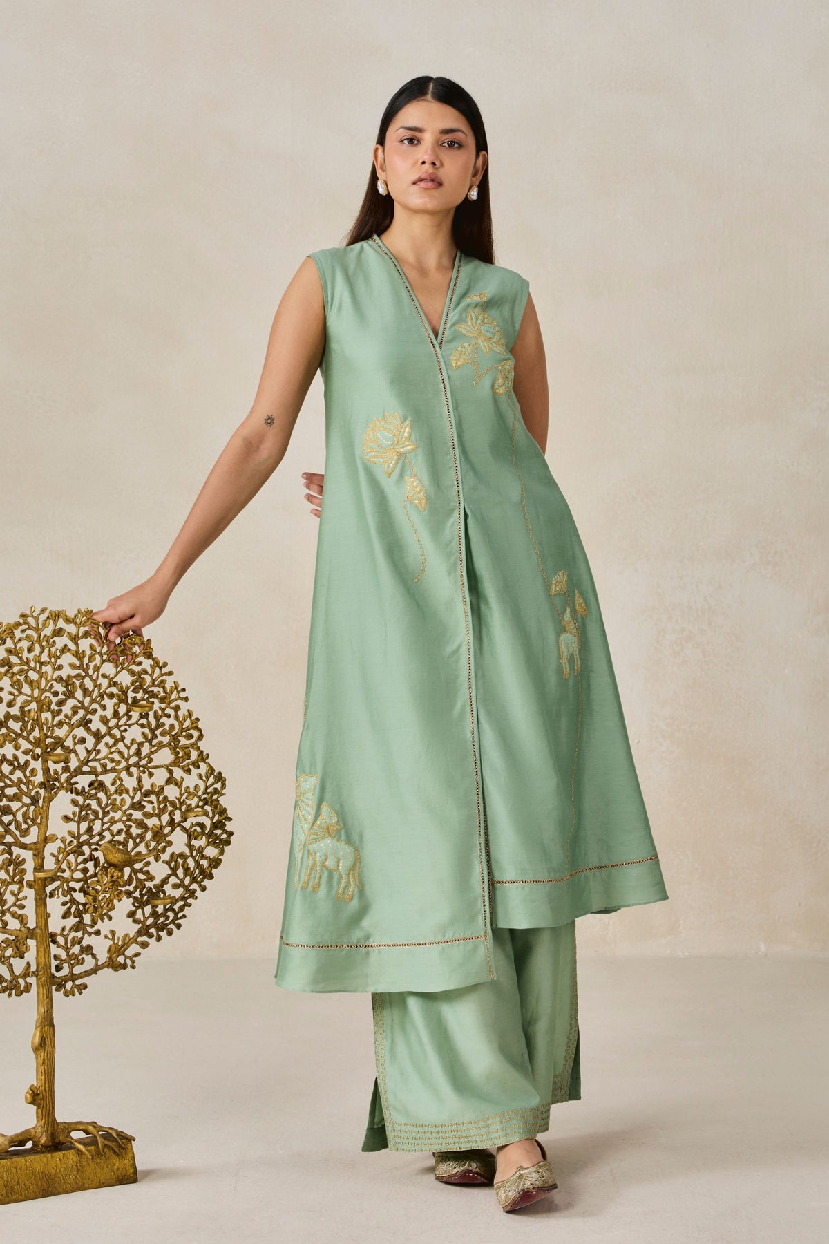 Green Kurta With Pants