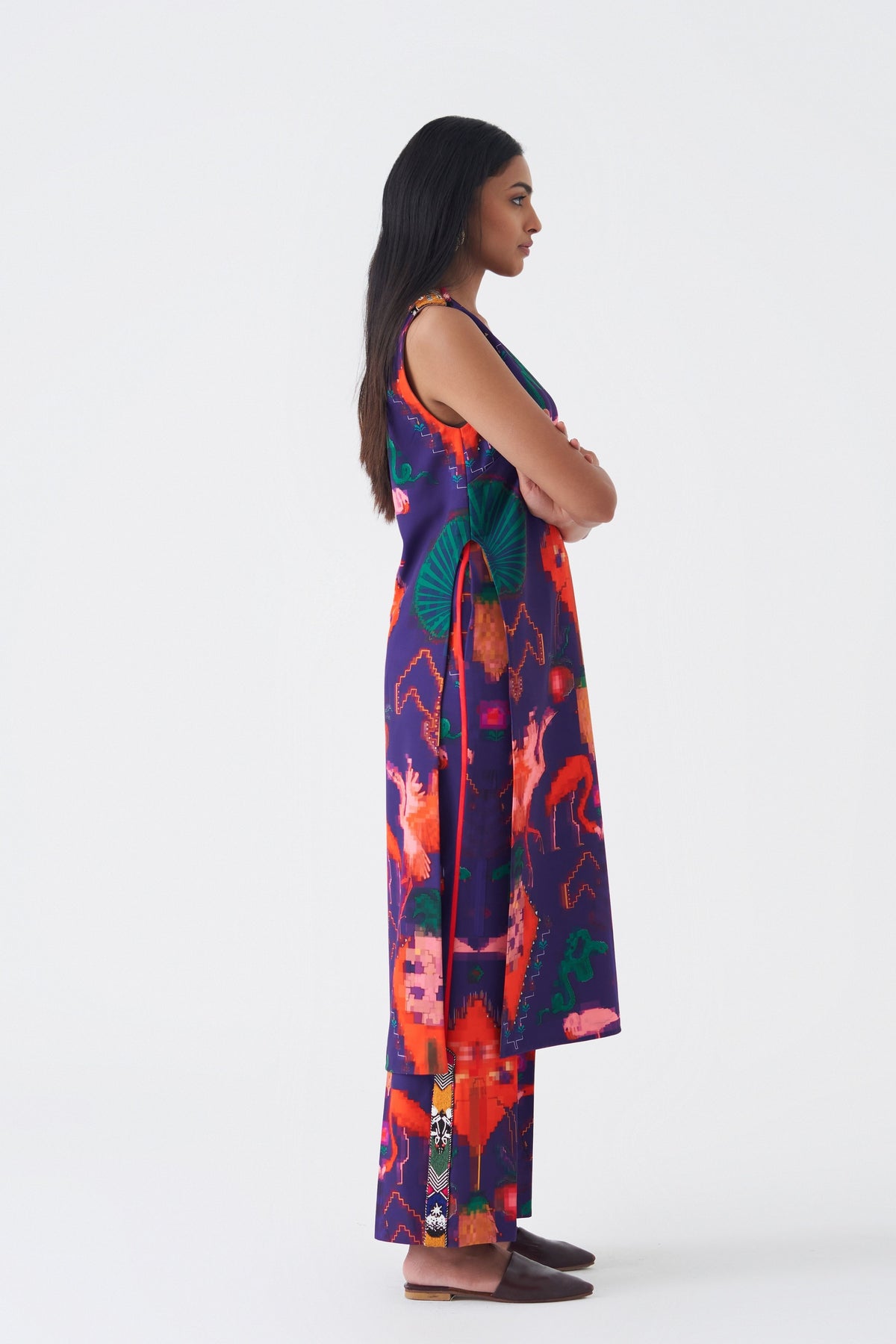 Crepe Oaxaca Morado Kurta Pant Set
