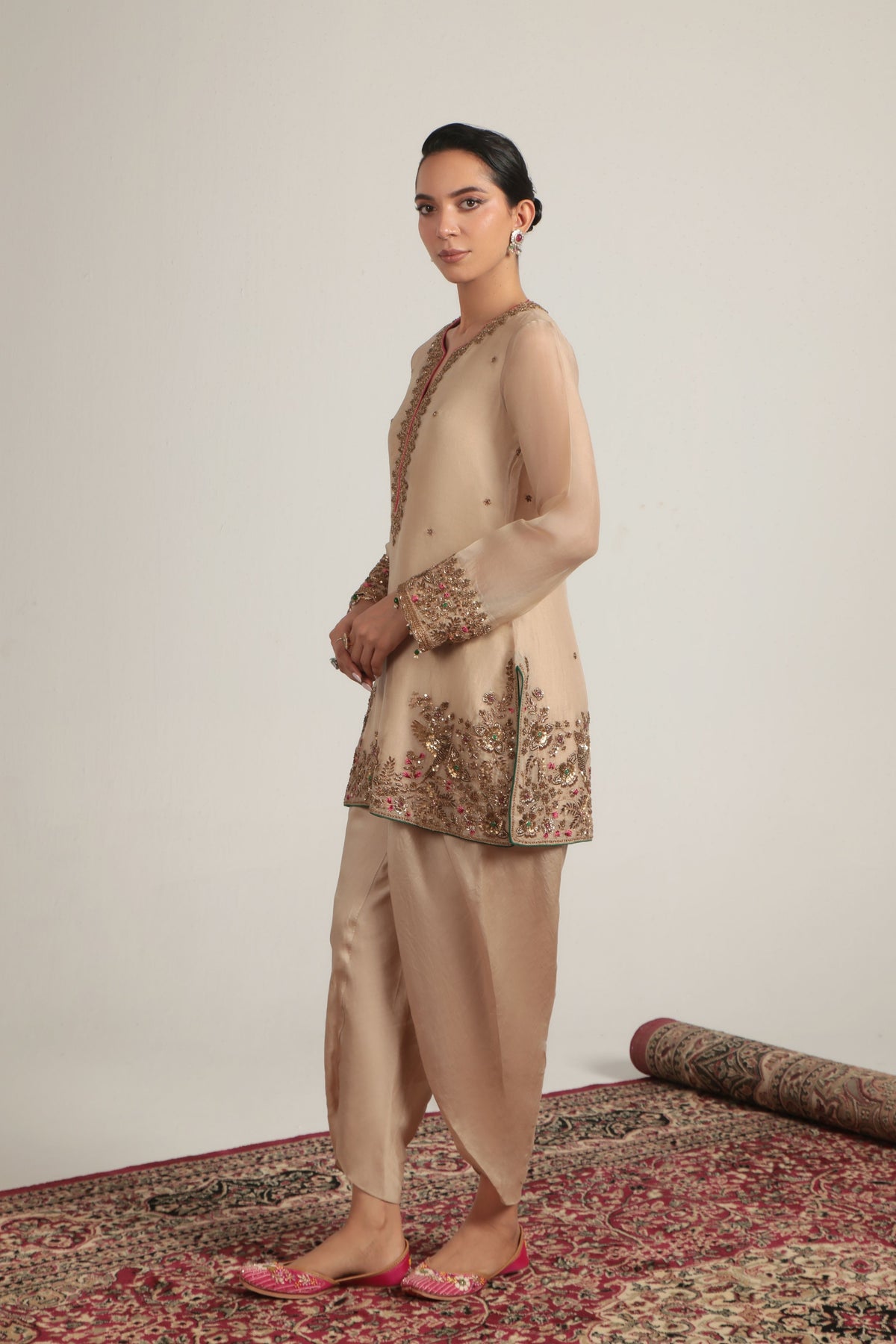 Ivory Heavy Short Kurta Set