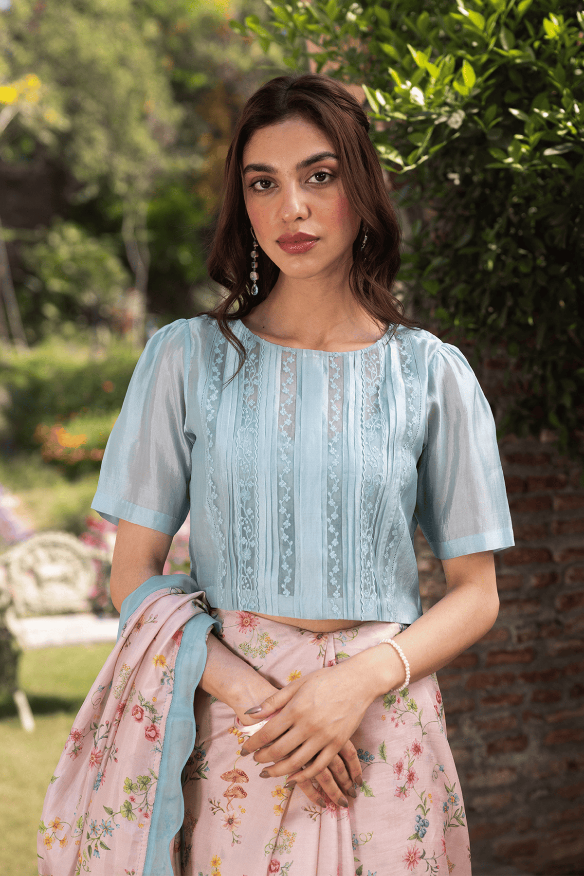 Forest Breeze Pink Scalloped Saree