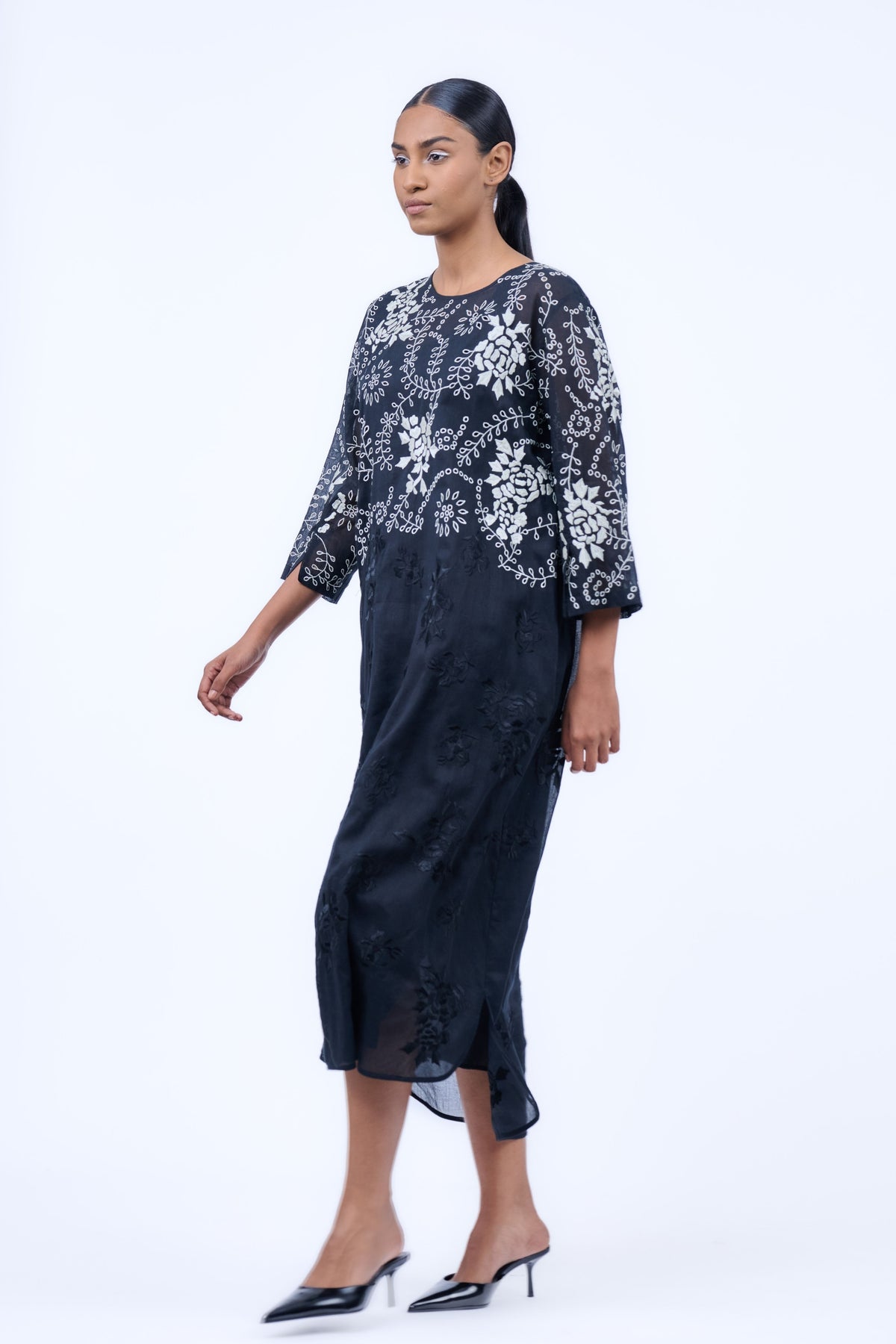 Black Cutwork Cotton Dress